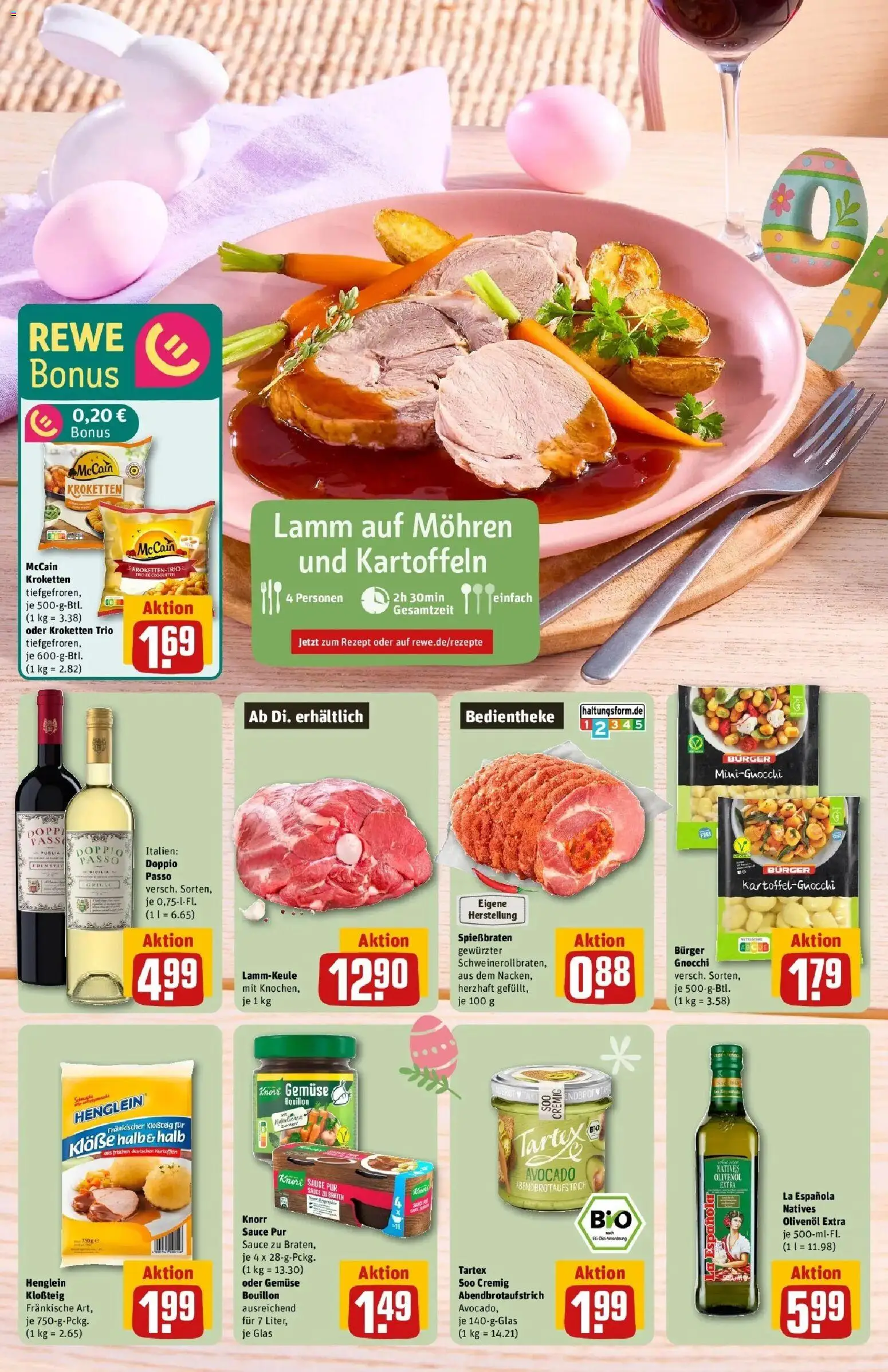 Rewe Prospekt Ettlingen	 – gültig ab 30.03.2026 | Seite: 6 | Produkte: Lammkeule, Knorr, Avocado, Doppio Passo