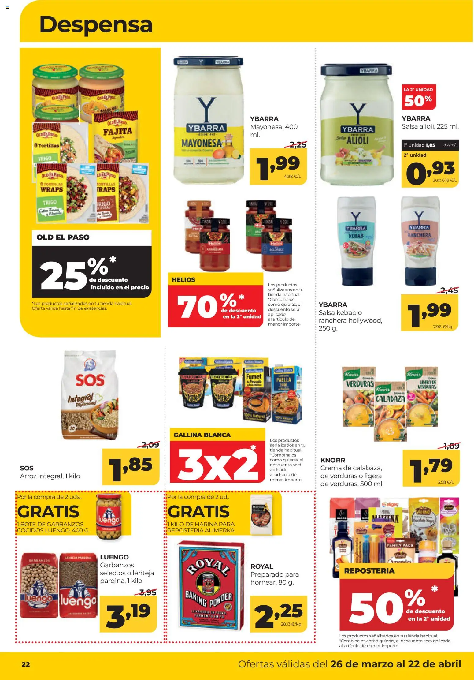 Alimerka folleto Asturias │ válido desde el 26.03.2026 | Página: 22 | Productos: Arroz, Pescado, Crema, Οθόνη προβολής