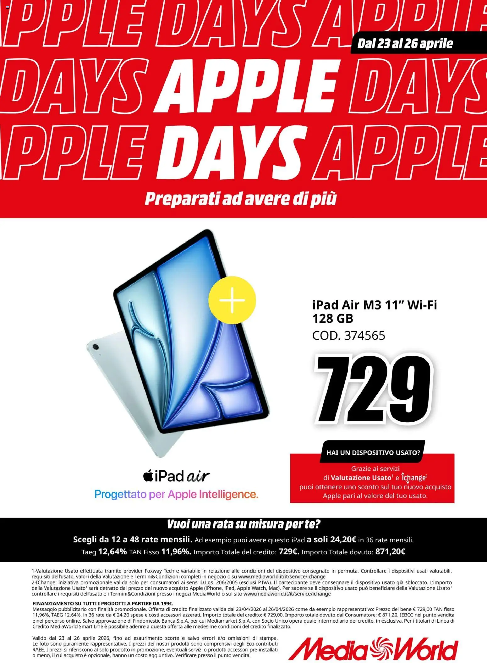 Volantino Media World del 23.04.2026 | Pagina: 9 | Prodotti: Tè, Ipad