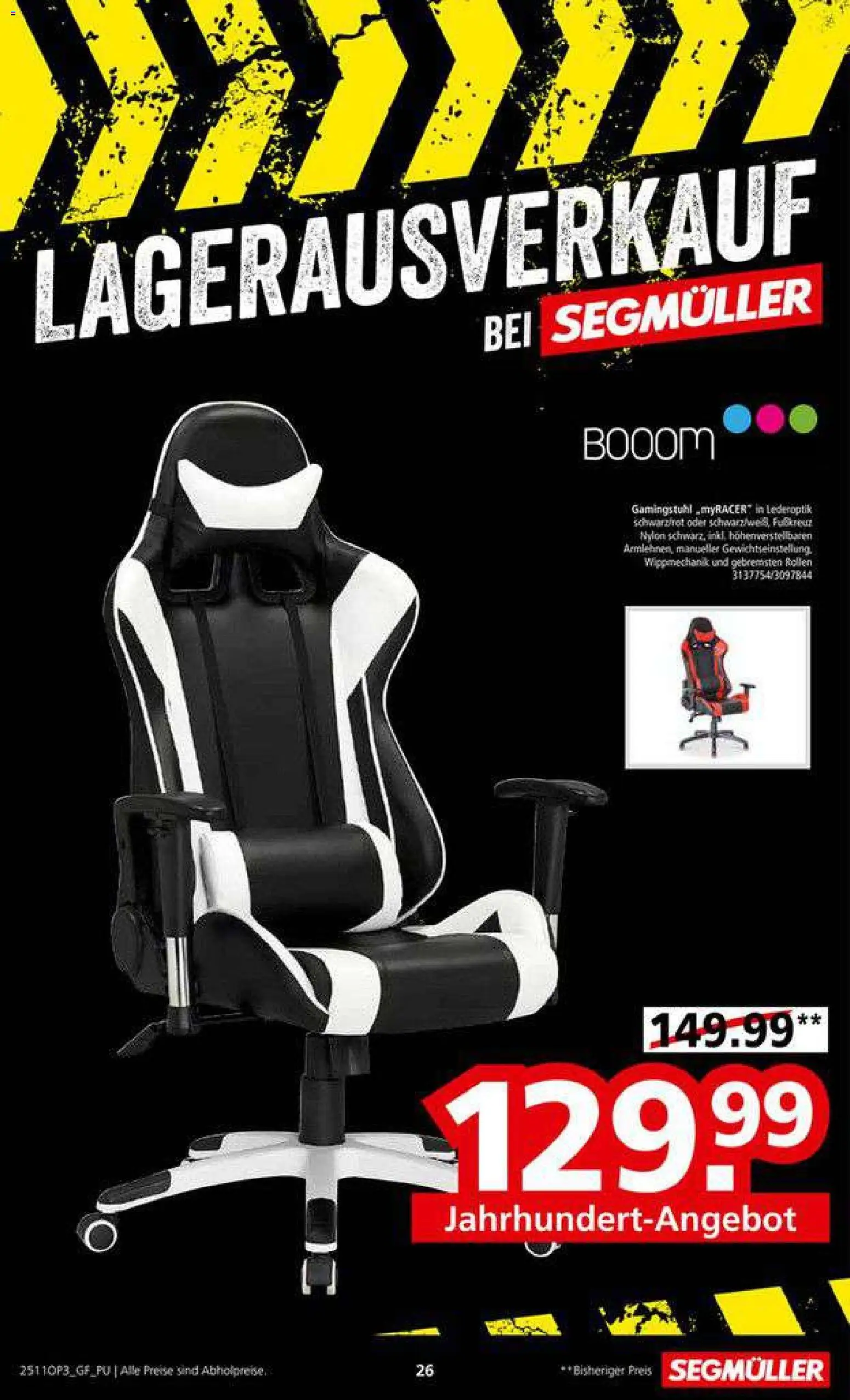Segmüller Lagerausverkauf bei Segmüller – gültig ab 22.11.2025 | Seite: 26 | Produkte: Gamingstuhl