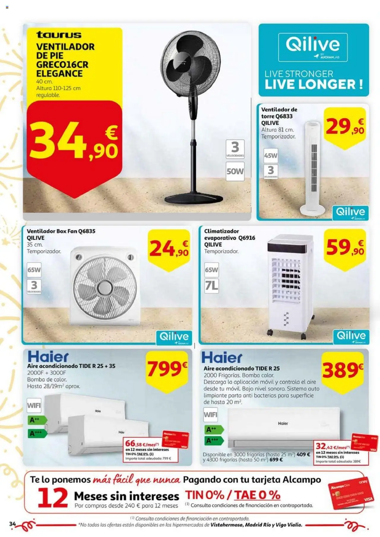 Alcampo - HG Nacional  │ válido desde el 17.06.2025 | Página: 34 | Productos: Té, Aire acondicionado, Ventilador, Ventilador de pie