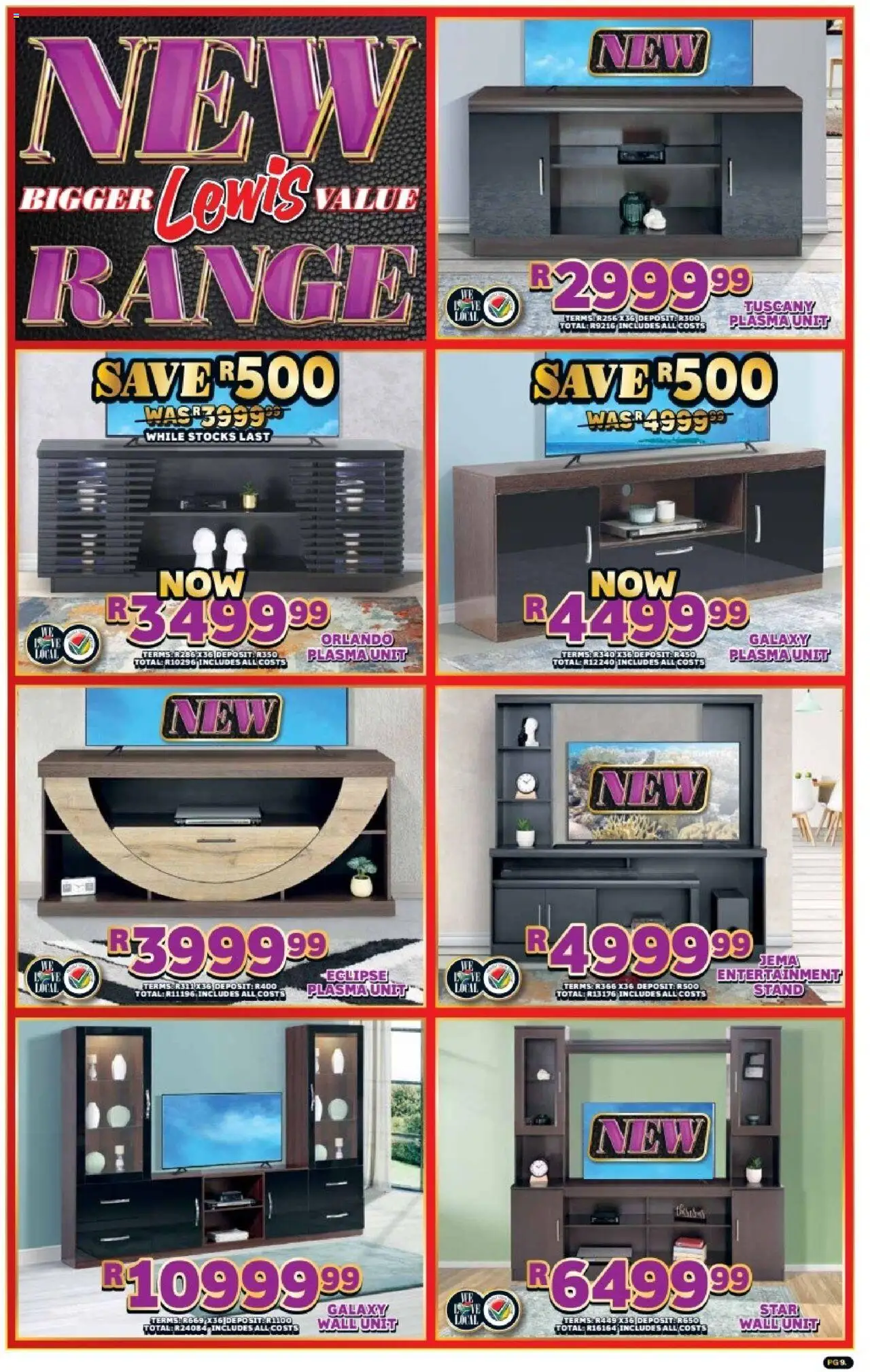 New Lewis Stores catalogue – valid from 01.10.2025 | Page: 9 | Products: Wall unit, Plasma unit