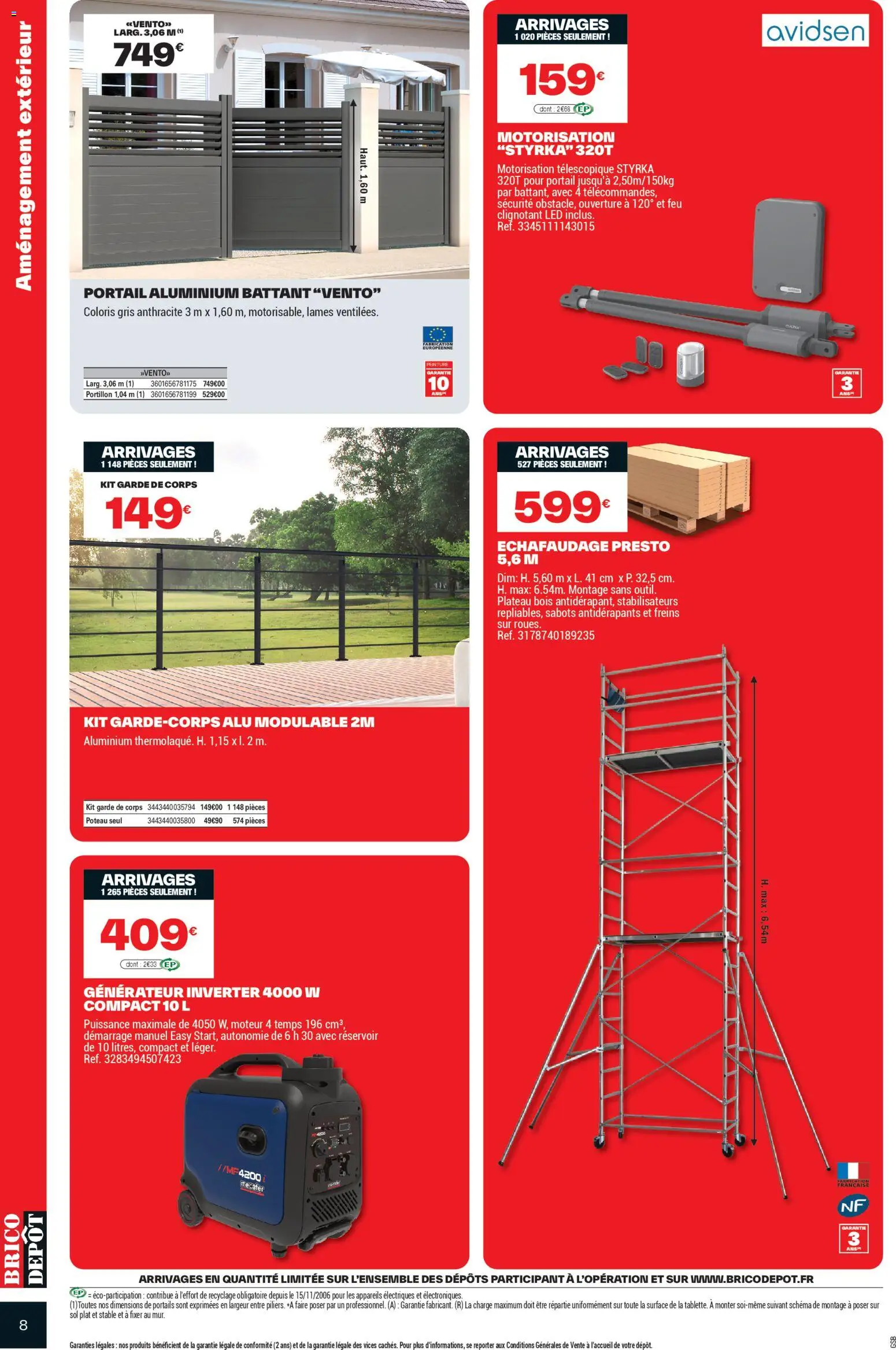 {H1} | Page: 8 | Produits: Plateau, Échafaudage, Portail