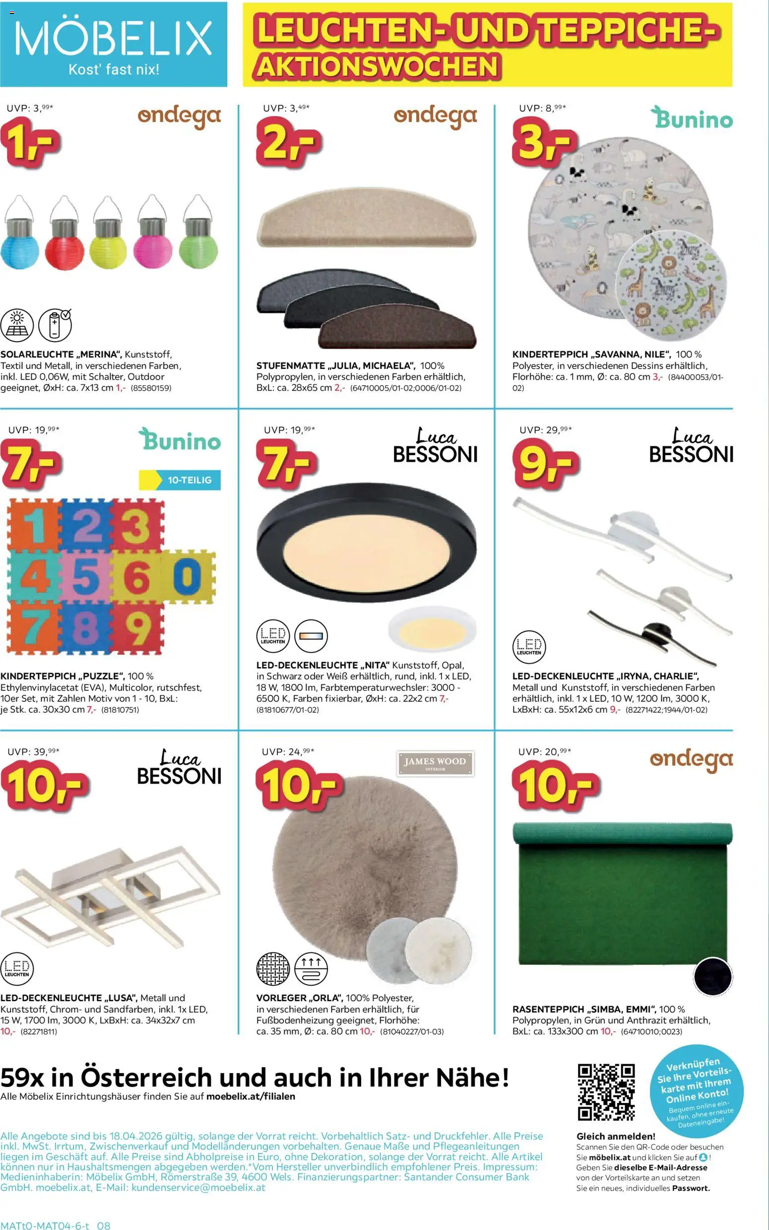 Möbelix Leuchten und Teppiche - Aktionswochen gültig ab 06.04.2026 | Seite: 8