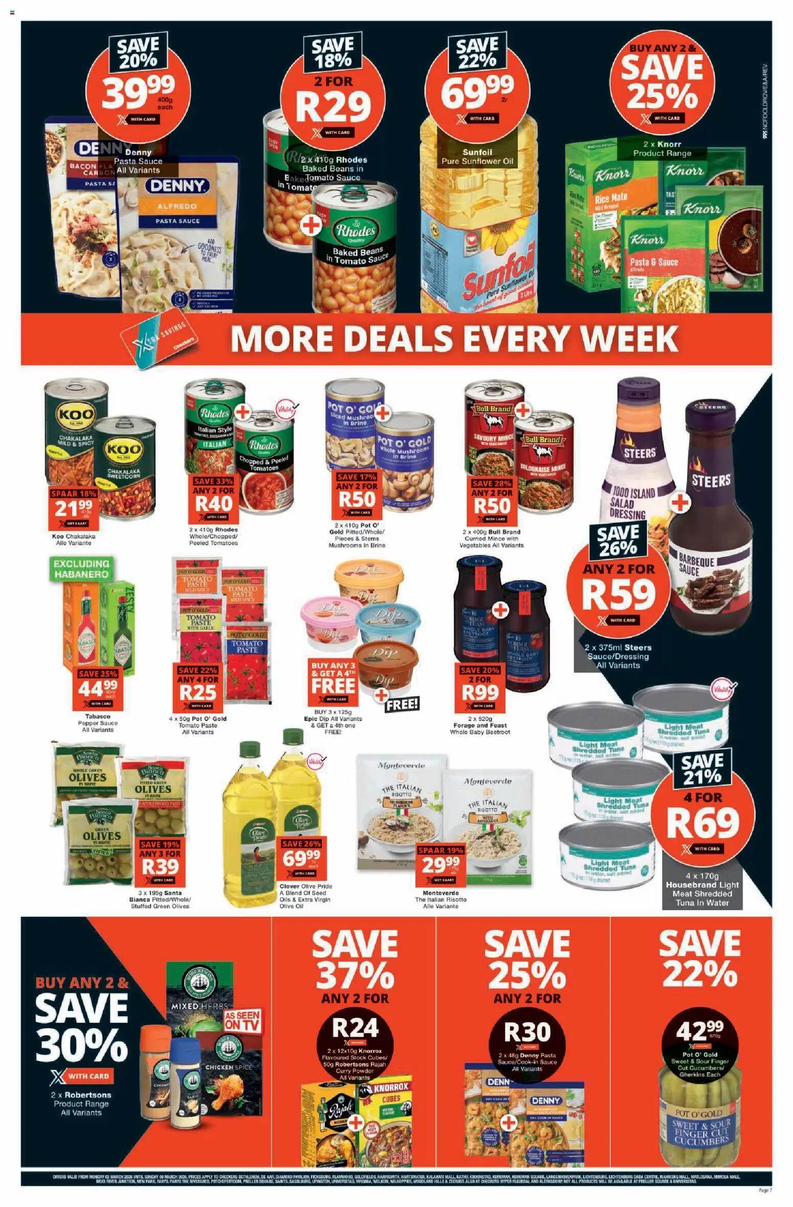 New Checkers catalogue – valid from 02.03.2026 | Page: 7 | Products: Pasta sauce, Stock, Curry powder, Garlic