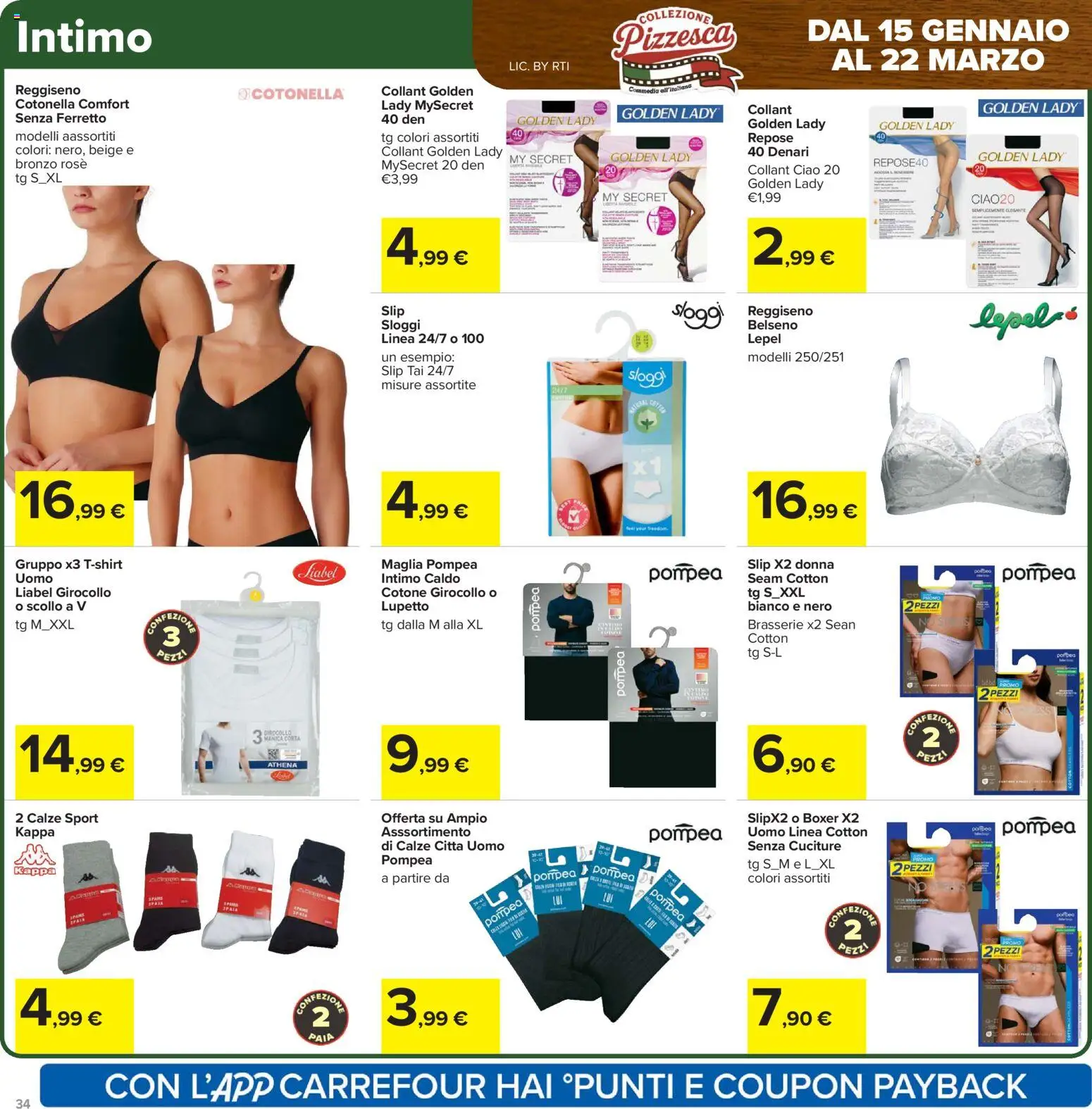 Volantino Carrefour del 15.01.2026 | Pagina: 34 | Prodotti: Reggiseno, Slip, Boxer, Collant