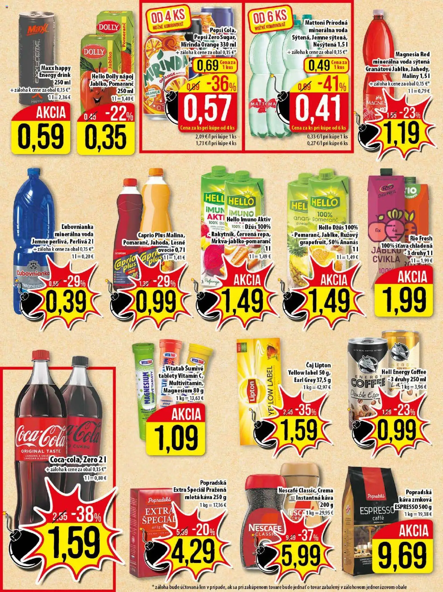 Nové Klas akcie – leták je platný od 26.01.2026 | Strana: 21 | Produkty: Káva, Džús, Pepsi, Ovocie