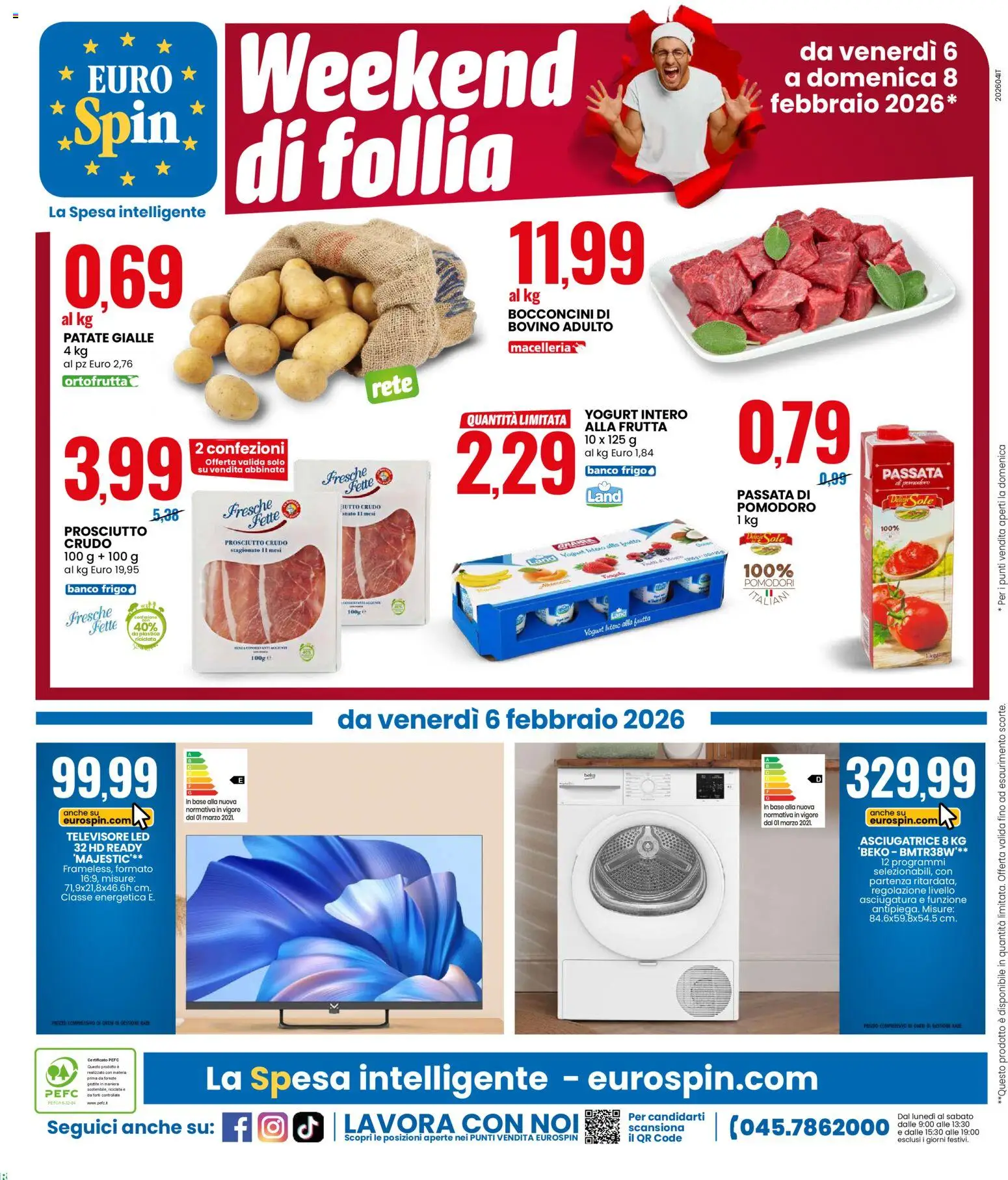 Volantino Eurospin del 29.01.2026 | Pagina: 18 | Prodotti: Yogurt, Pomodoro, Prosciutto, Asciugatrice