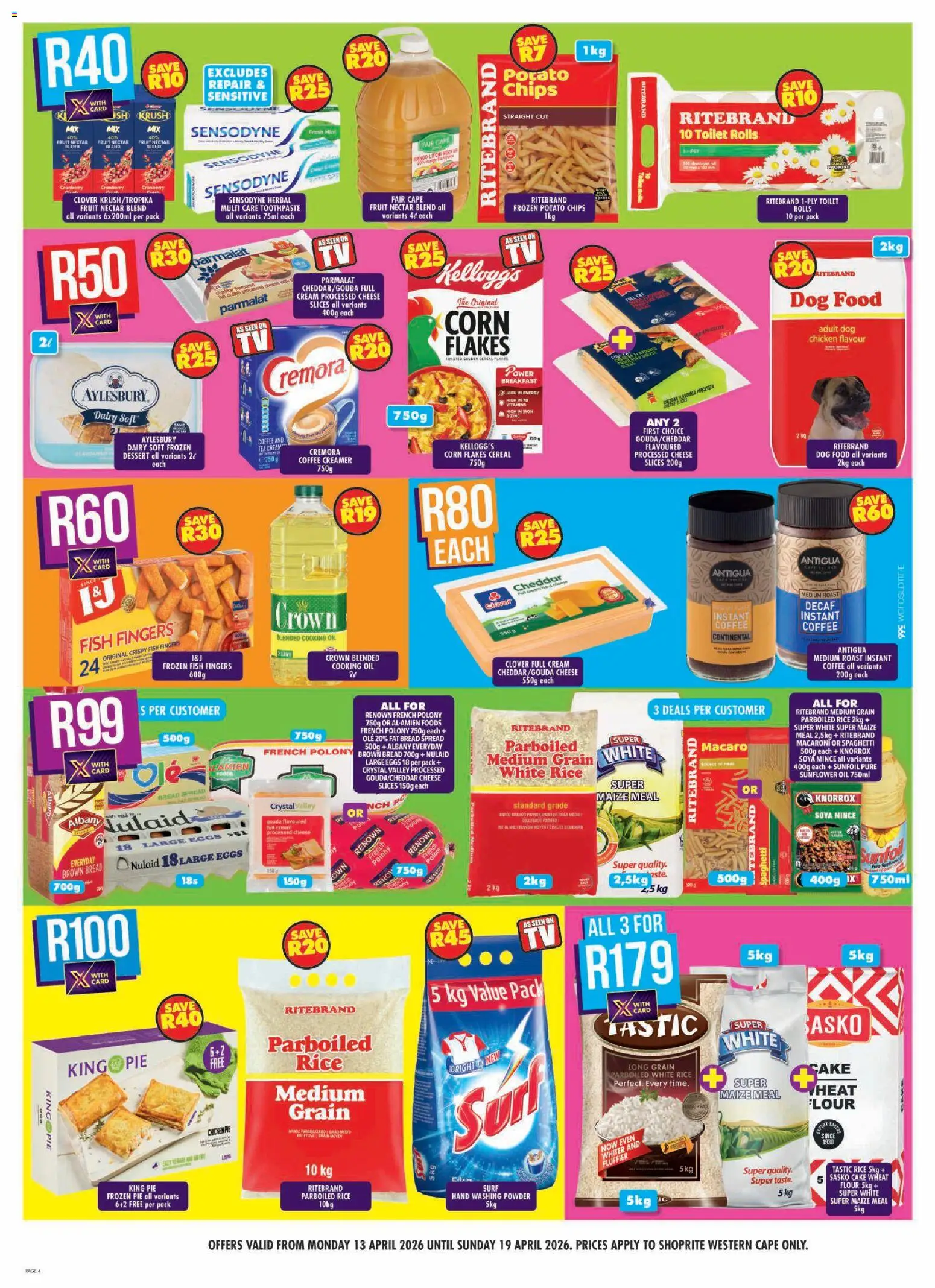 New Shoprite catalogue – valid from 13.04.2026 | Page: 4 | Products: Iron, Oil, Powder, Chips
