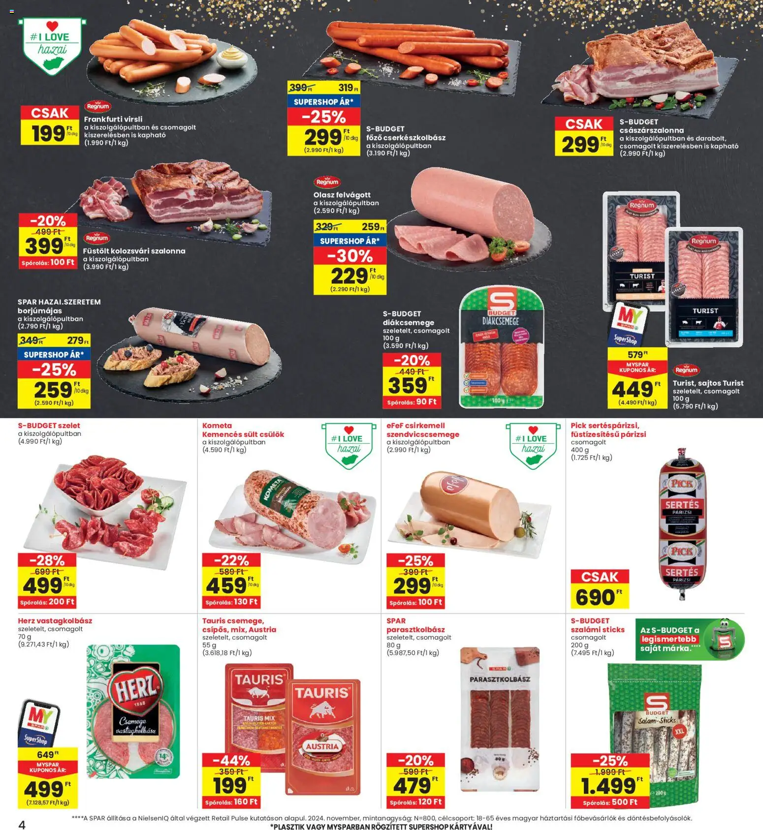 Interspar akciós ujság - amely érvényes a következő dátumtól: 02.01.2026 | Oldal: 4 | Termékek: Diákcsemege, Vastagkolbász, Felvágott, Párizsi