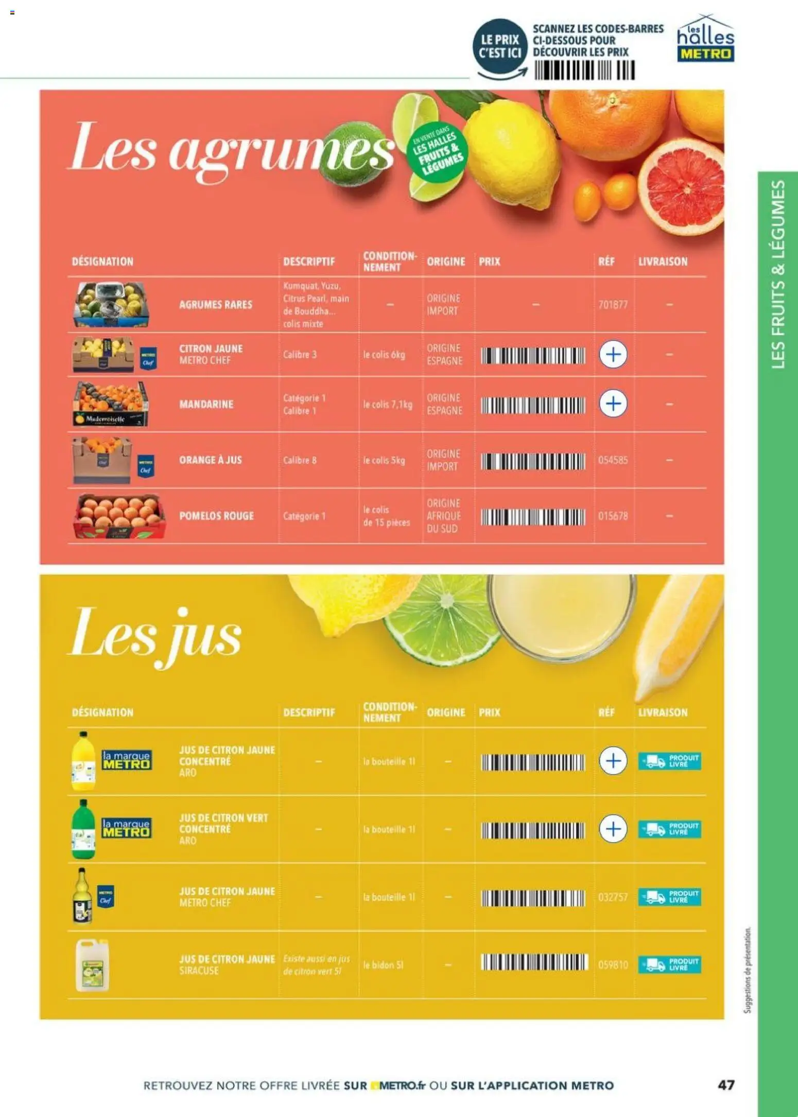 {H1} | Page: 47 | Produits: Orange a Jus, Citron, Citron vert, Jus