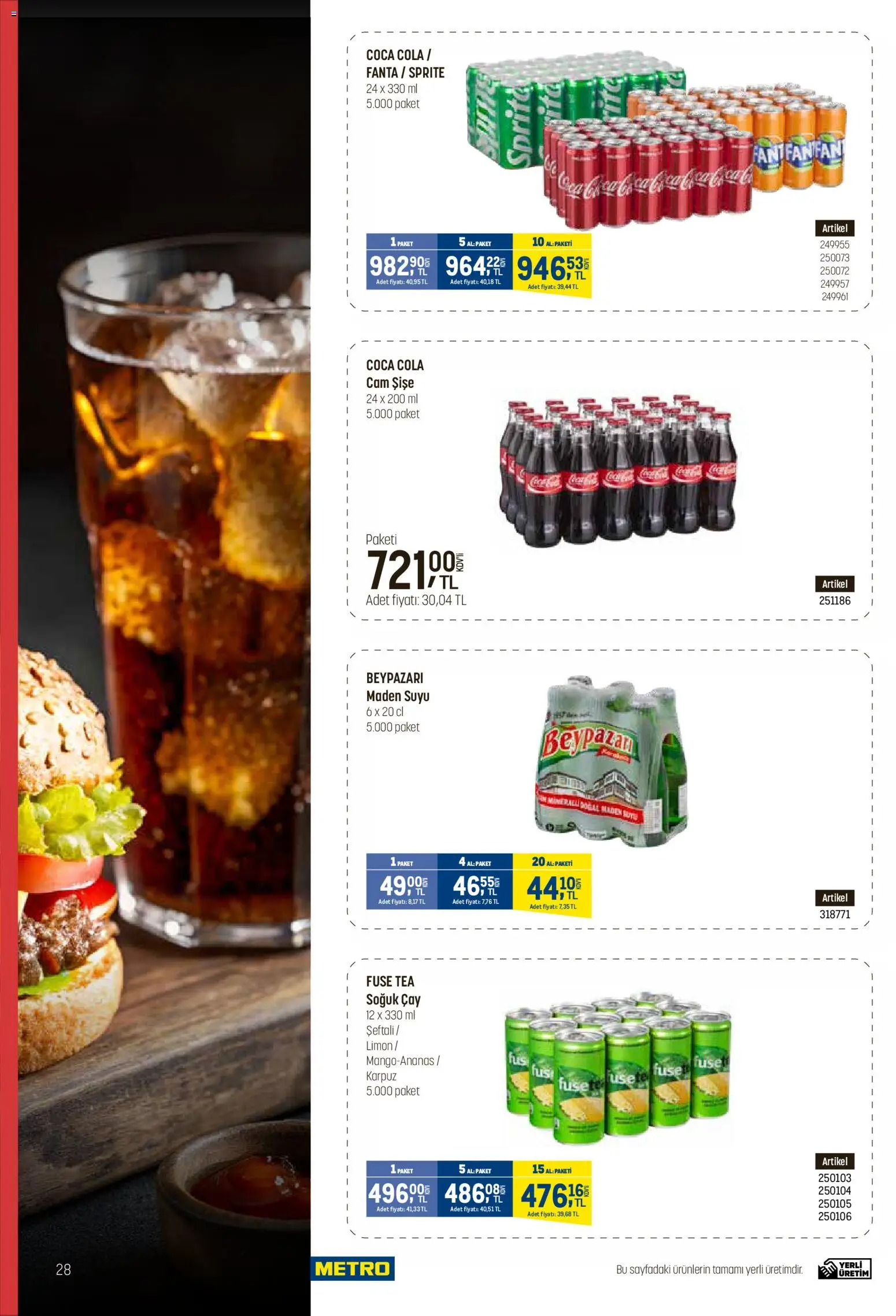 Metro - Fast Food Kataloğu - 15.04.2026 tarihinden itibaren geçerlidir | Sayfa: 28 | Ürünler: Çay, Limon, Maden suyu, Sprite