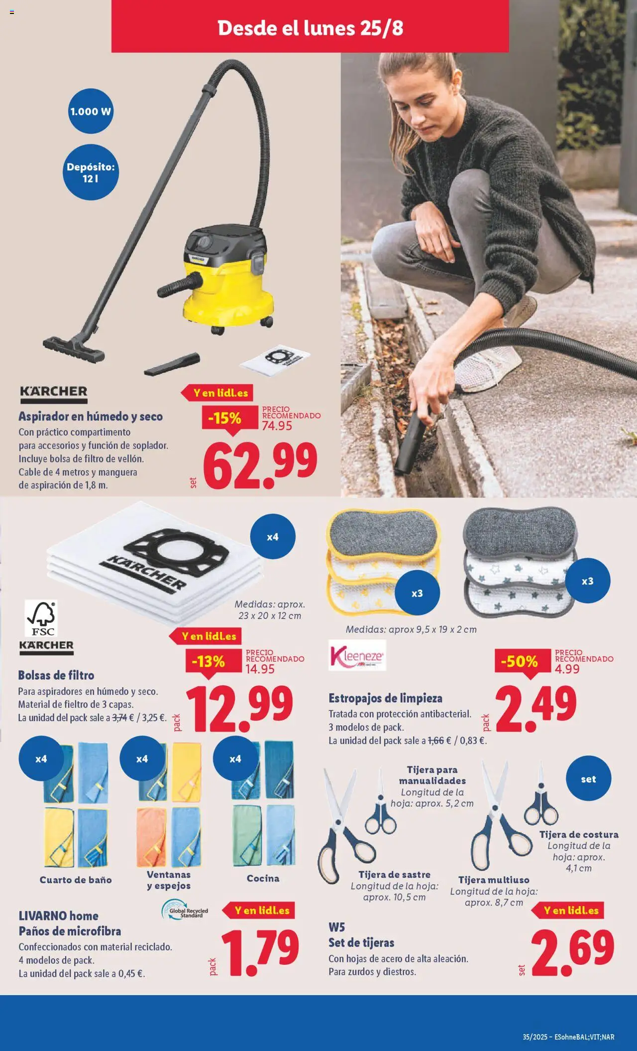 Lidl catálogo de bazar VAL │ válido desde el 25.08.2025 | Página: 5 | Productos: Manguera, Cable, Aspirador, Baño