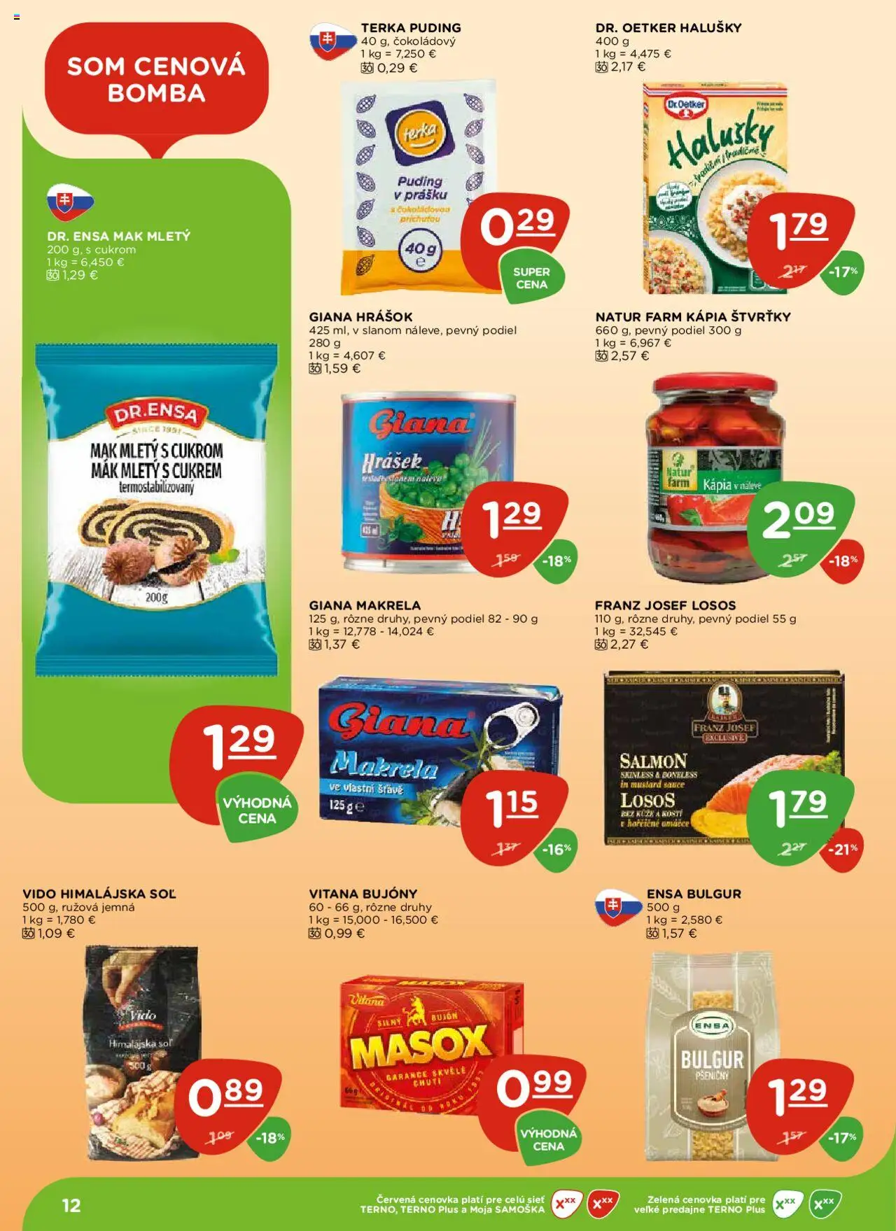 Terno leták │ platný od 24.07.2025 | Strana: 12 | Produkty: Hrášok, Soľ, Kápia, Mak