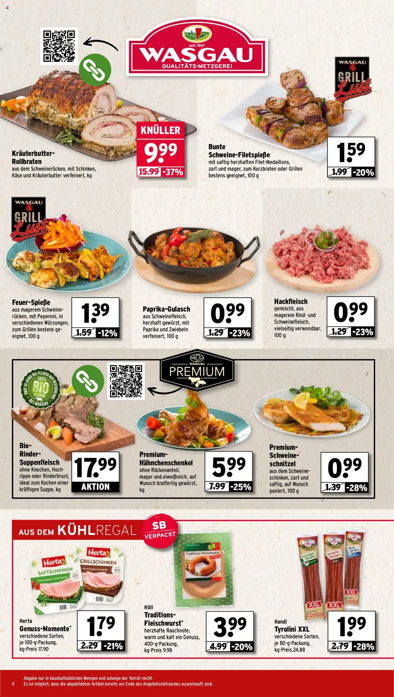 Wasgau Prospekt 	 - gültig ab dem 25.08.2025 | Seite: 4 | Produkte: Hahnchenschenkel, Schnitzel, Zwiebeln, Hackfleisch
