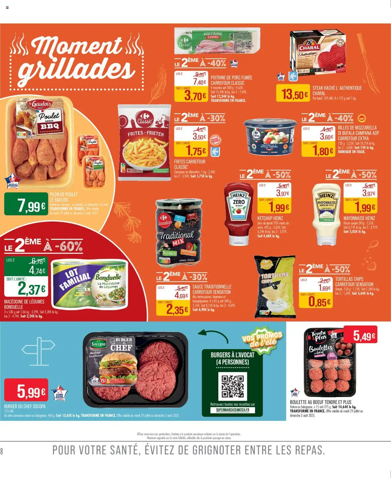  | Page: 8 | Produits: Poitrine de porc, Frites, Volaille, Mozzarella