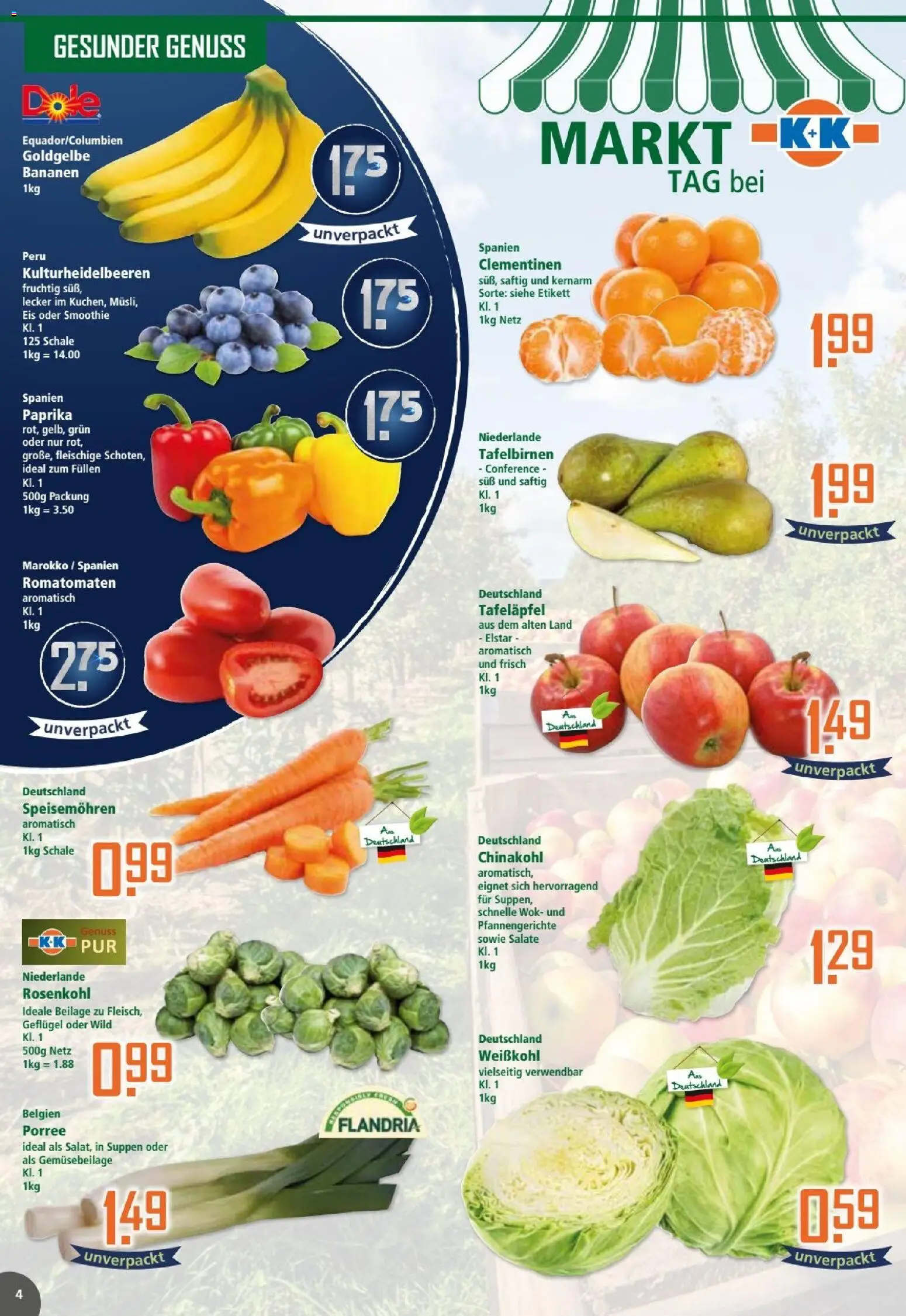 Klaas & Kock Prospekt – gültig ab 03.11.2025 | Seite: 4 | Produkte: Bananen, Paprika, Wok, Eis