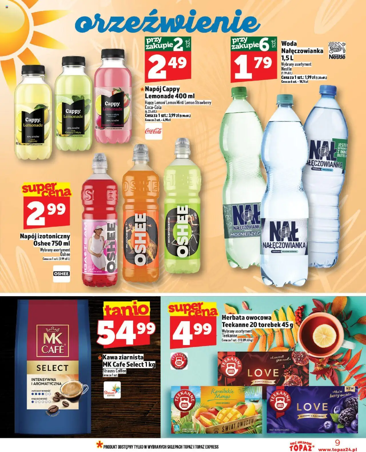 Topaz Gazetka od 14.08.2025 | Strona: 9 | Produkty: Mango, Kawa ziarnista, Cytryny, Woda