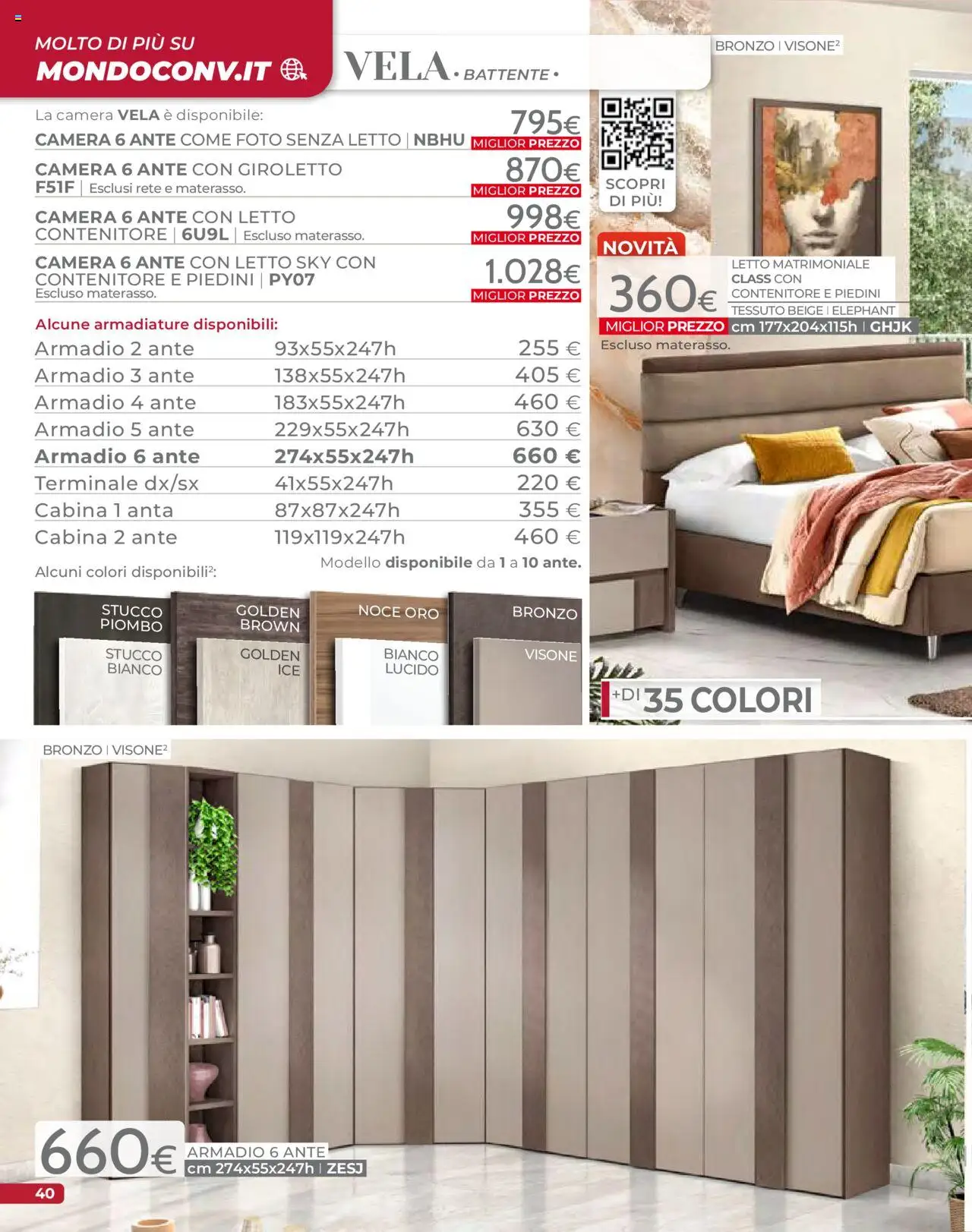 Volantino Mondo Convenienza del 09.09.2025 | Pagina: 42 | Prodotti: Letto matrimoniale, Stucco, Contenitore, Letto
