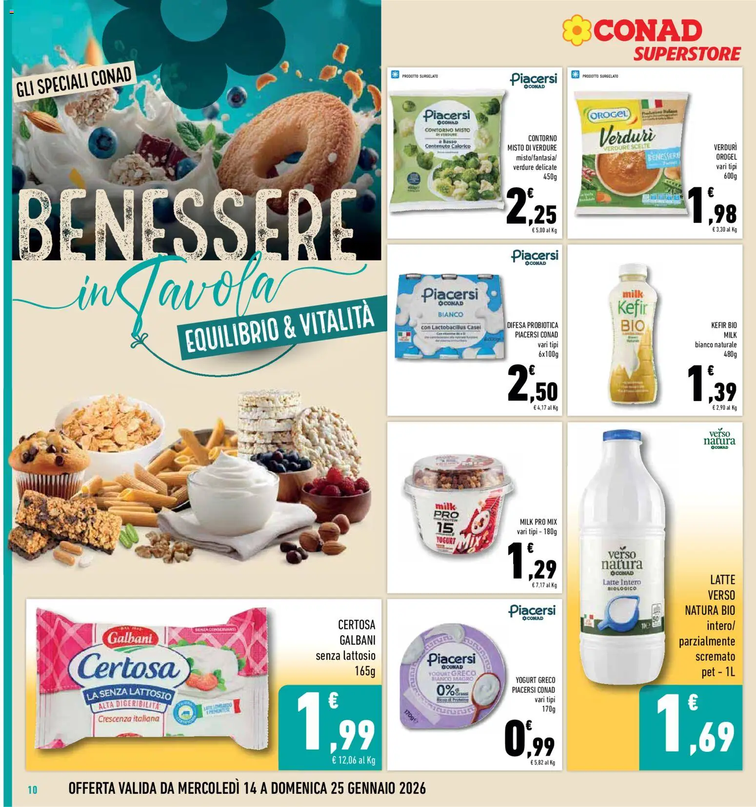 Volantino Conad del 14.01.2026 | Pagina: 10 | Prodotti: Yogurt, Verdure, Latte, Crescenza