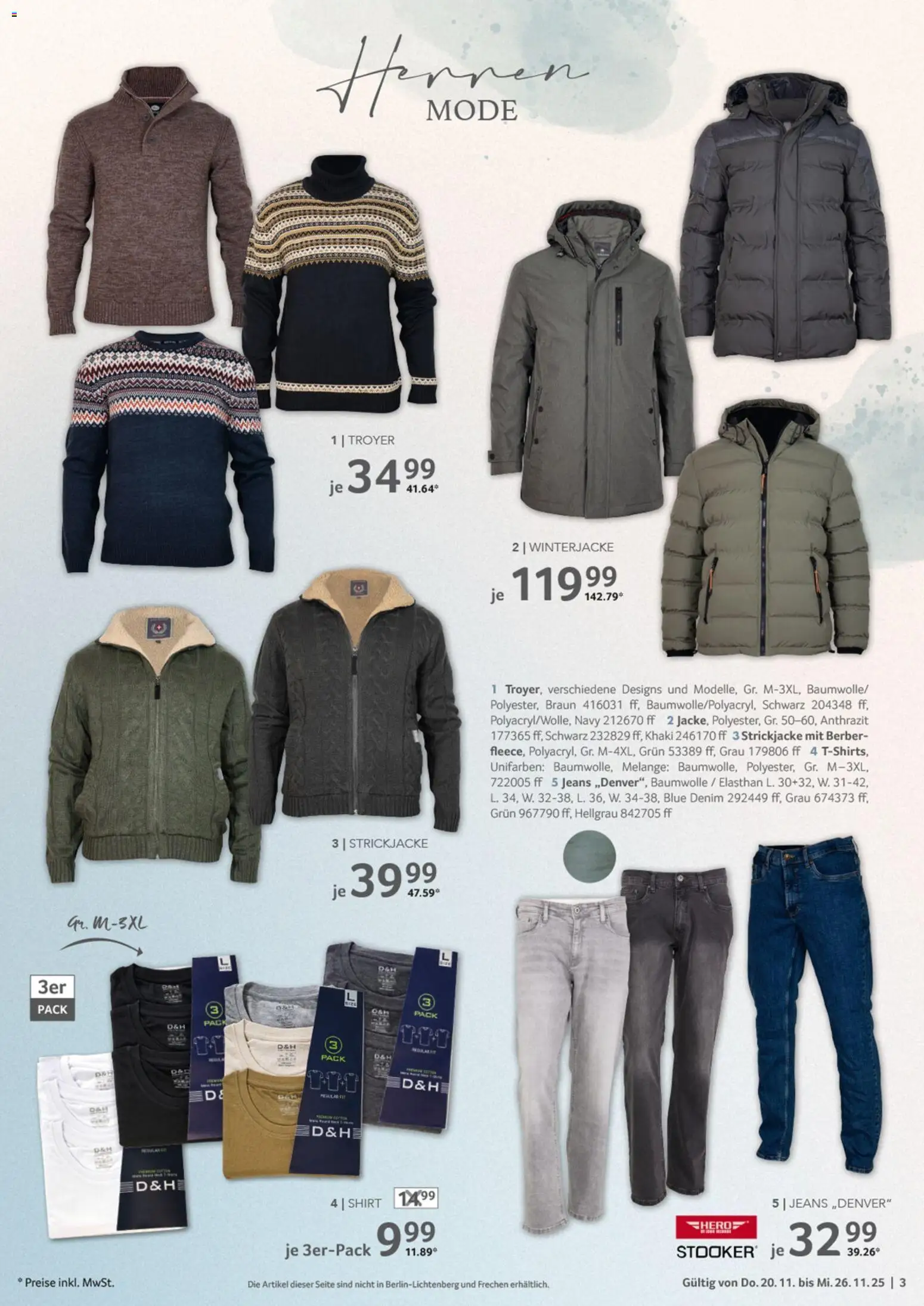 Selgros  Non Food – gültig ab 20.11.2025 | Seite: 3 | Produkte: Shirt, Winterjacke, Strickjacke, Jeans