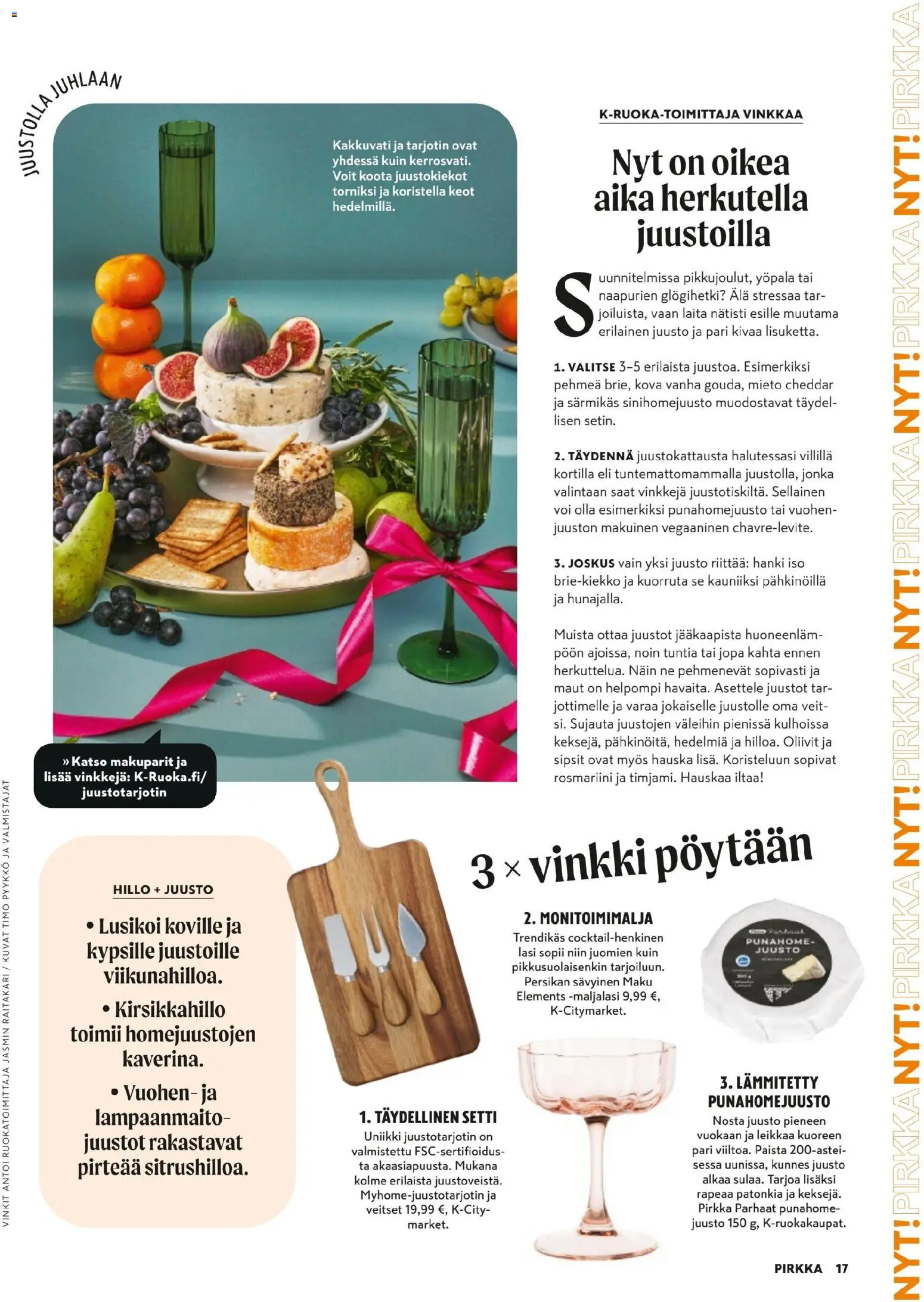 K-Citymarket - Pirkka – voimassa 05.11.2025 alkaen | Sivu: 17 | Tuotteet: Cheddar, Voi, Juusto, Tarjotin