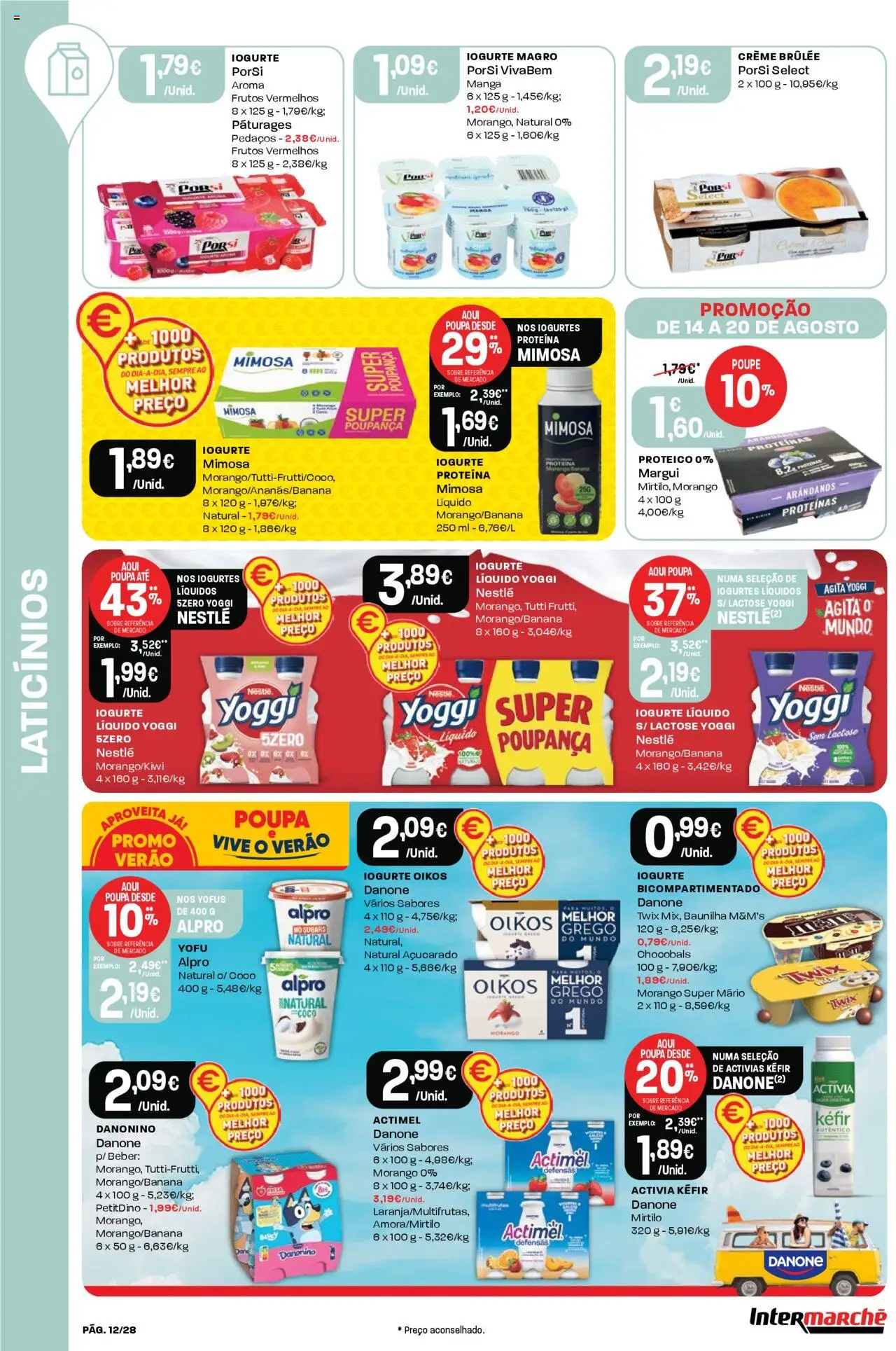 Intermarché folheto │ válido de 14.08.2025 | Página: 12 | Produtos: Iogurte, Nestlé, Creme, Proteina