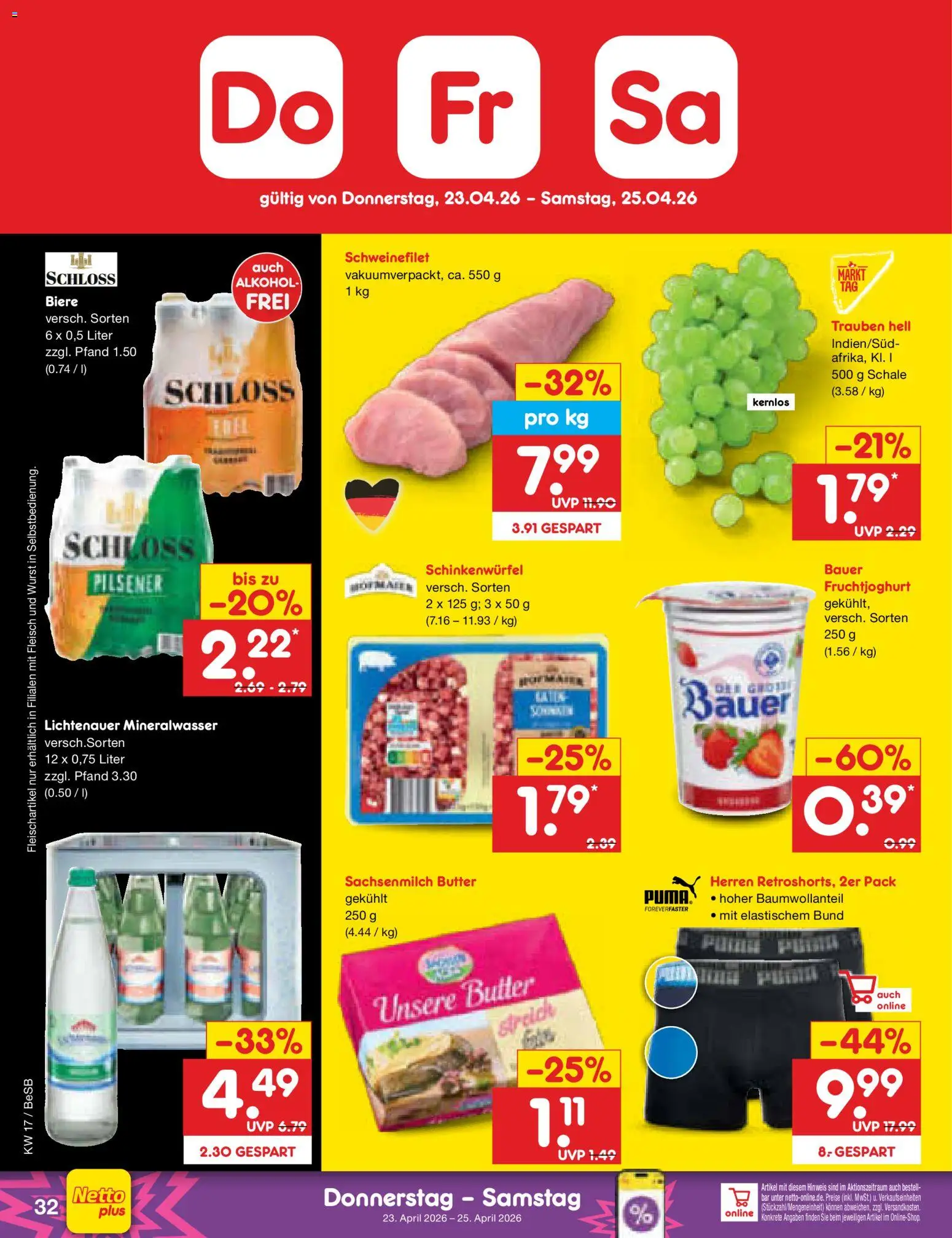 Netto Marken-Discount Prospekt 	 – gültig ab 20.04.2026 | Seite: 48 | Produkte: Trauben, Fruchtjoghurt, Schweinefilet, Fleisch