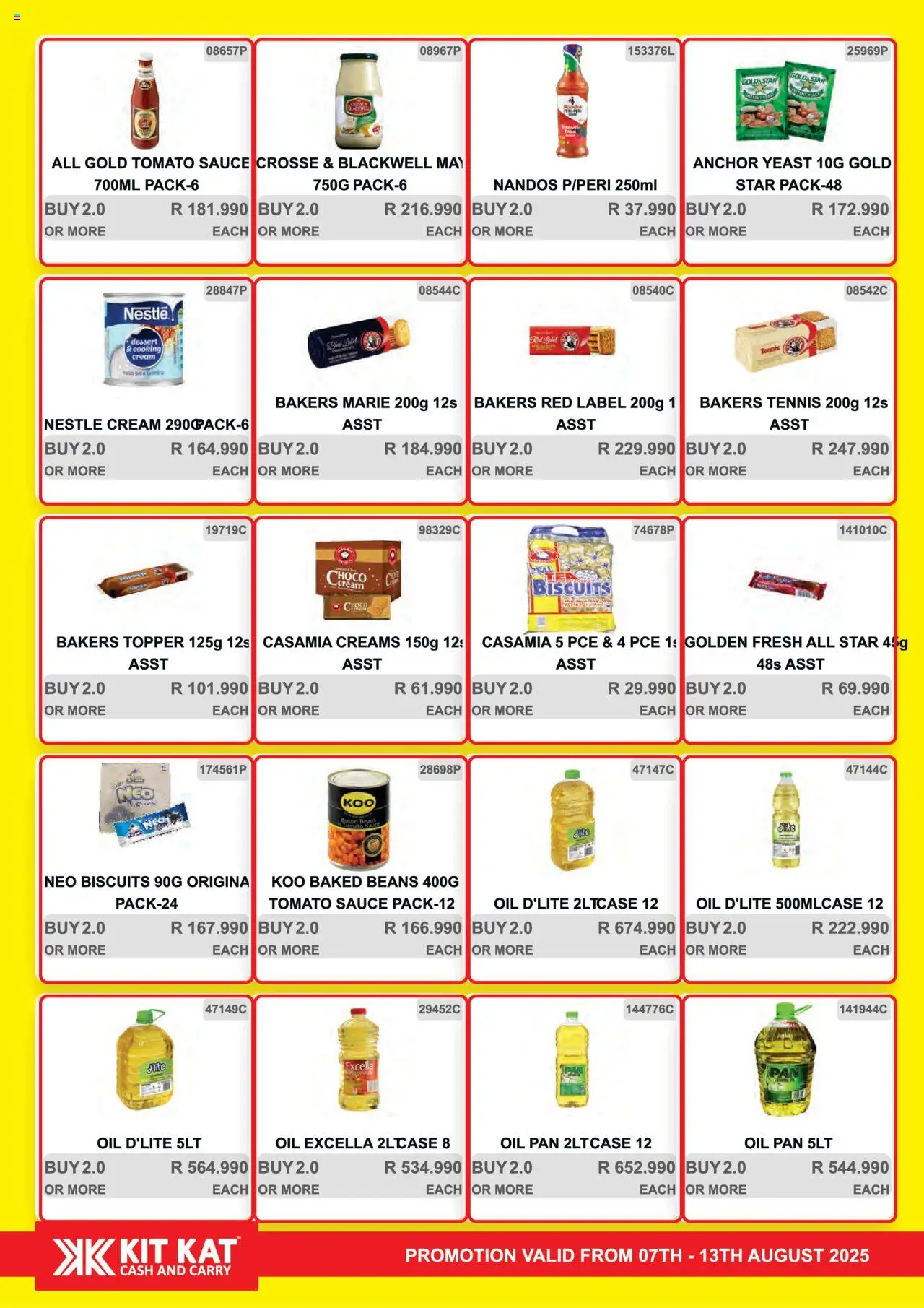 KIT KAT Cash & Carry Weekly Traders Special │ valid from 07.08.2025 | Page: 8 | Products: Oil, Tomato sauce, Cream, Sauce