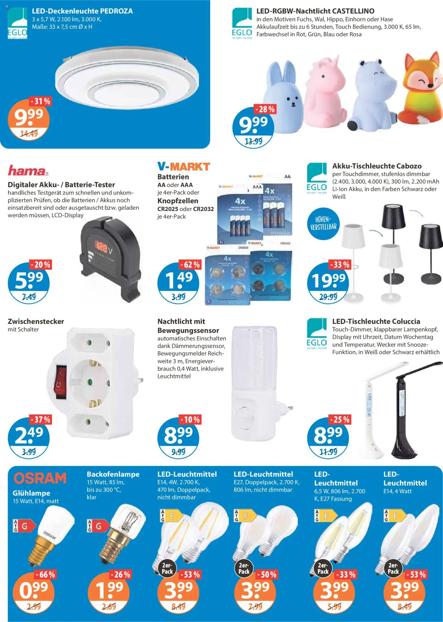 V-Markt - Hallertau / Oberpfalz – gültig ab 29.12.2025 | Seite: 22 | Produkte: Batterien, Nachtlicht, Wecker