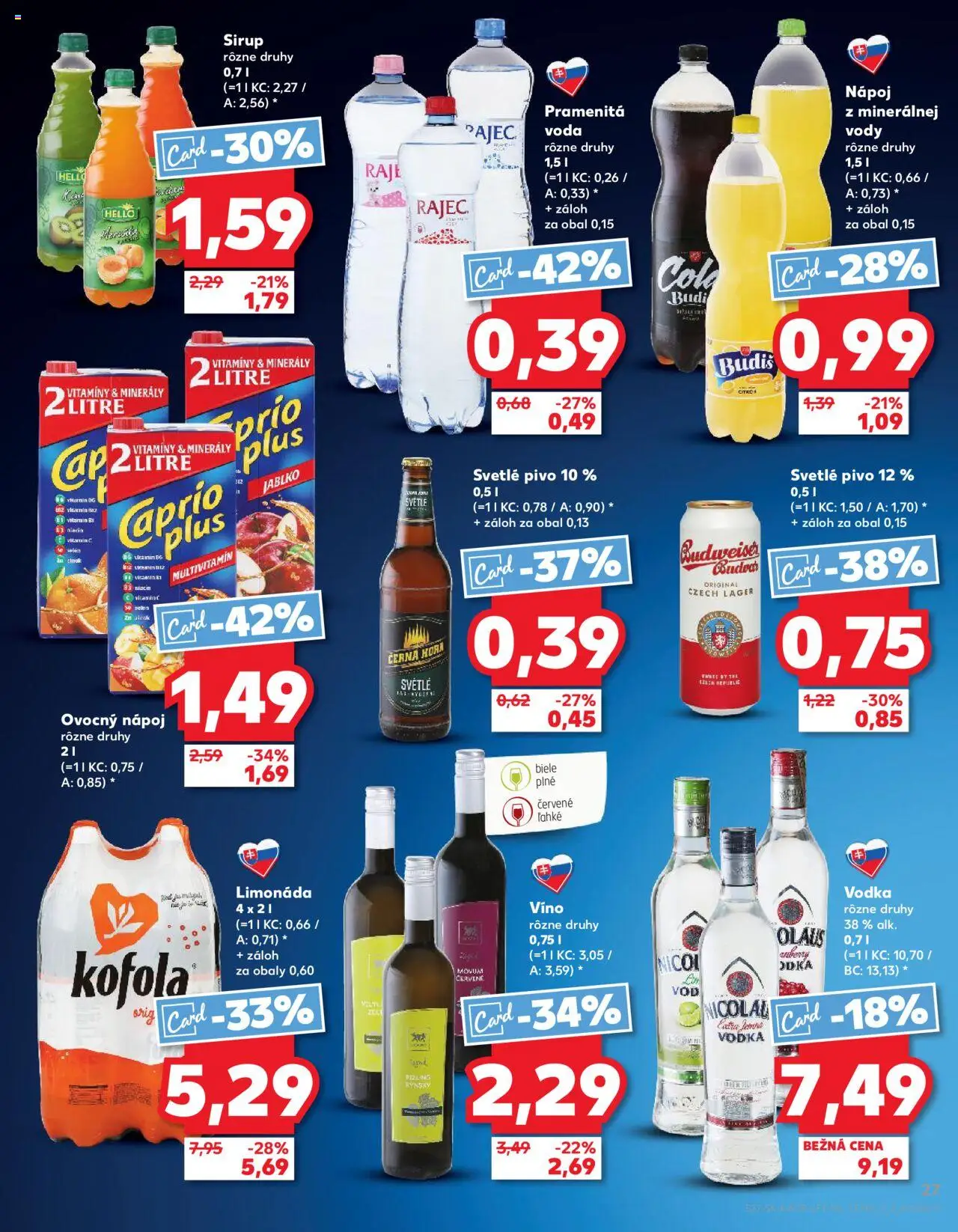 Kaufland Senica │ platný od 17.07.2025 | Strana: 27 | Produkty: Kofola, Budiš, Budvar, Voda