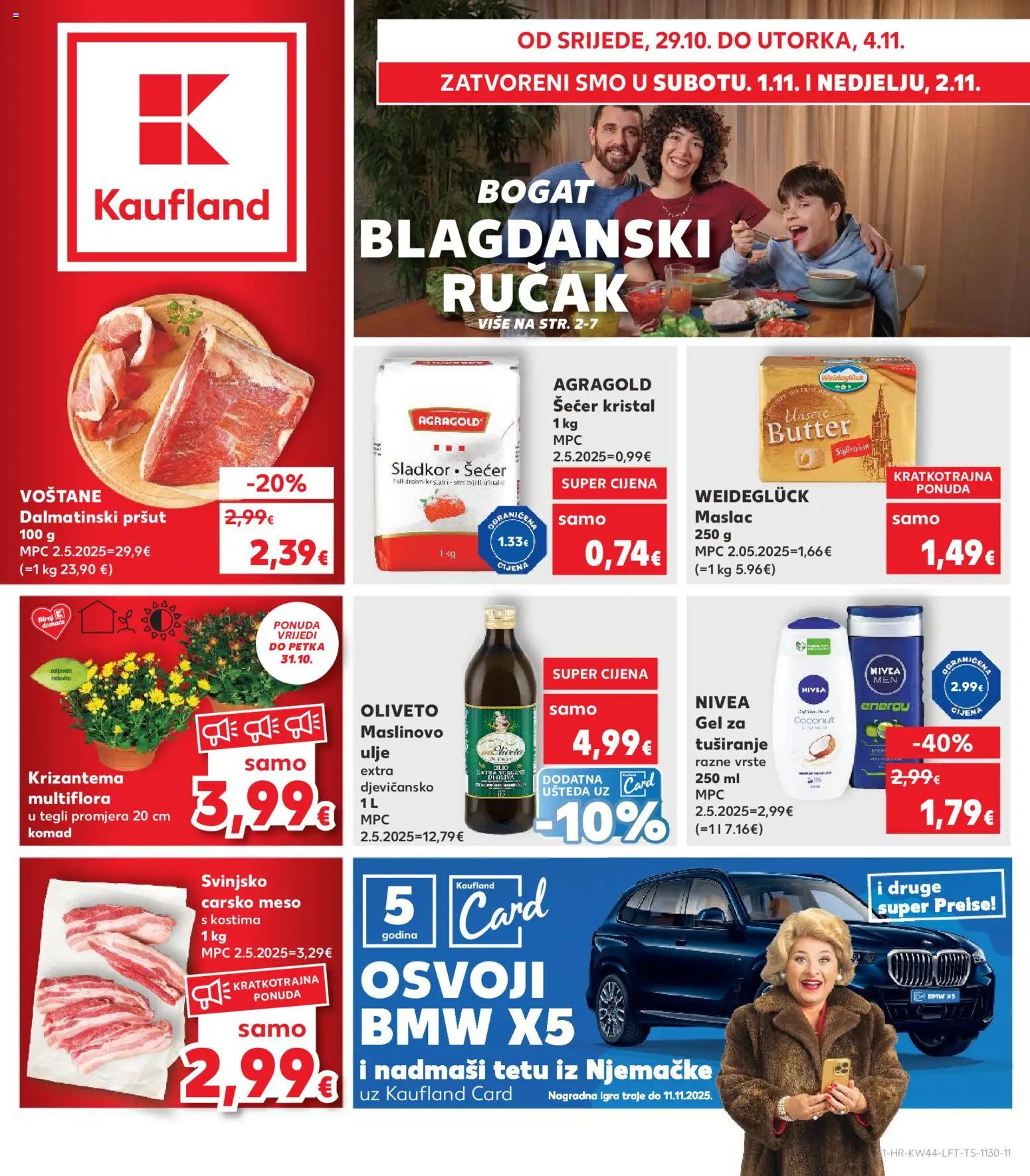 Kaufland katalog | vrijedi od 29.10.2025 | Stranica: 1 | Proizvodi: Carsko meso, Šećer kristal, Ulje, Gel za tuširanje