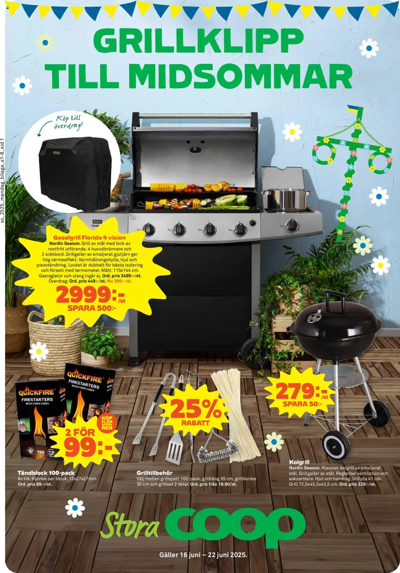Stora Coop reklamblad aktuell från 16.06.2025 | Sida: 17 | Produkter: Grill, Grillborste, Grillspett, Galler