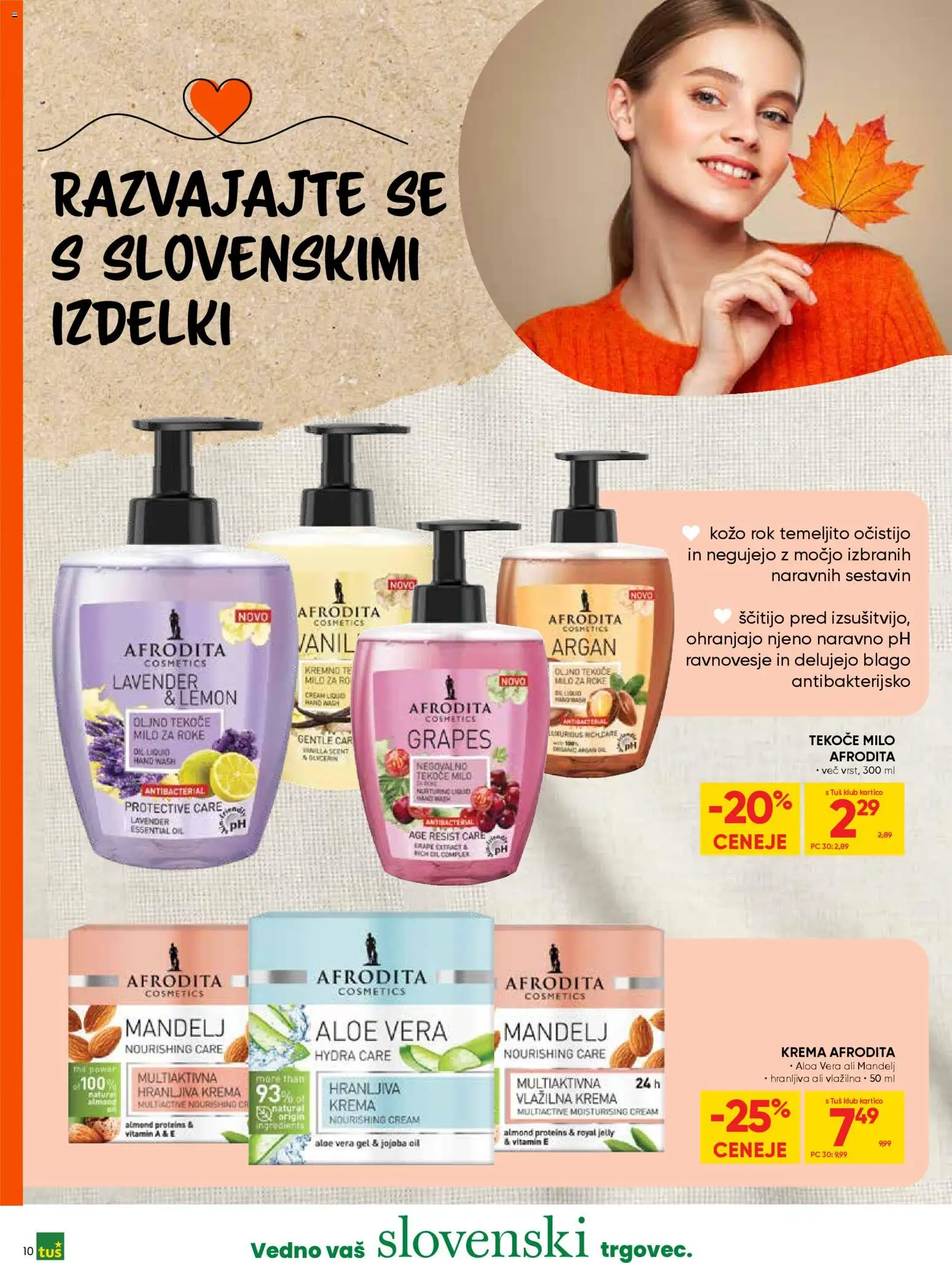 Novi Tuš katalog ponudbe – veljaven od 19.11.2025 | Stran: 10 | Izdelki: Tekoče milo, Krema, Milo