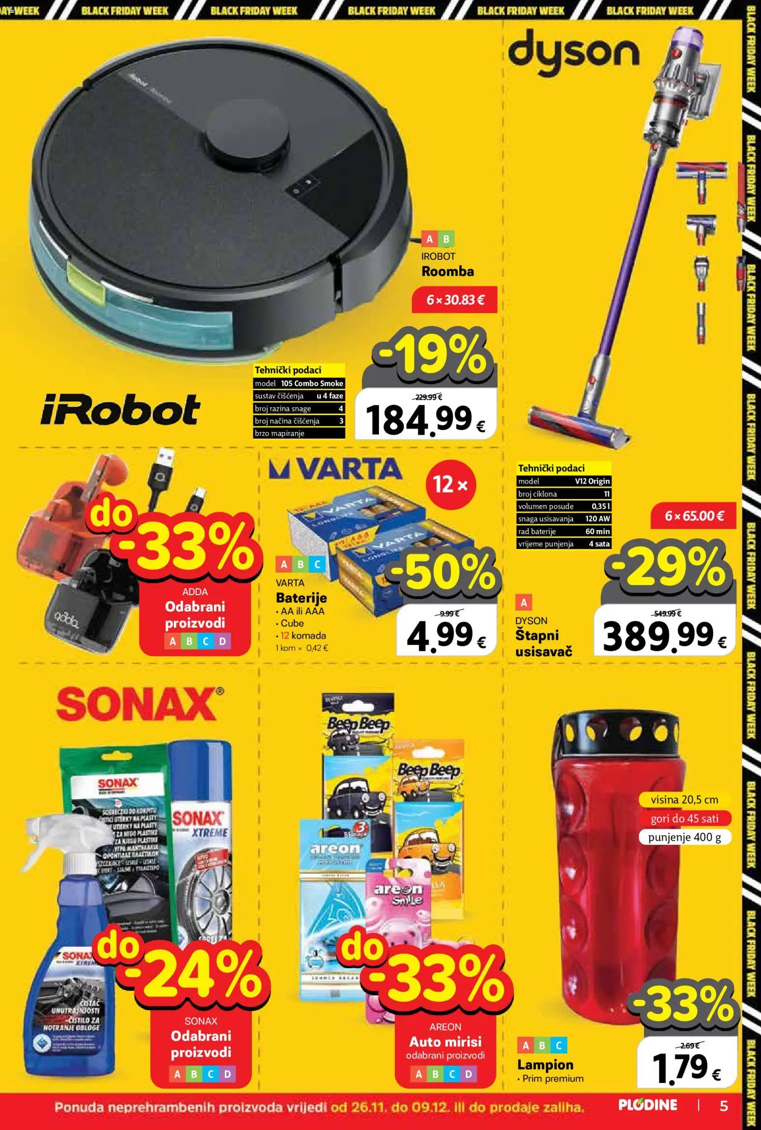 Plodine katalog | vrijedi od 26.11.2025 | Stranica: 5 | Proizvodi: Usisavač, Lampion, Baterije