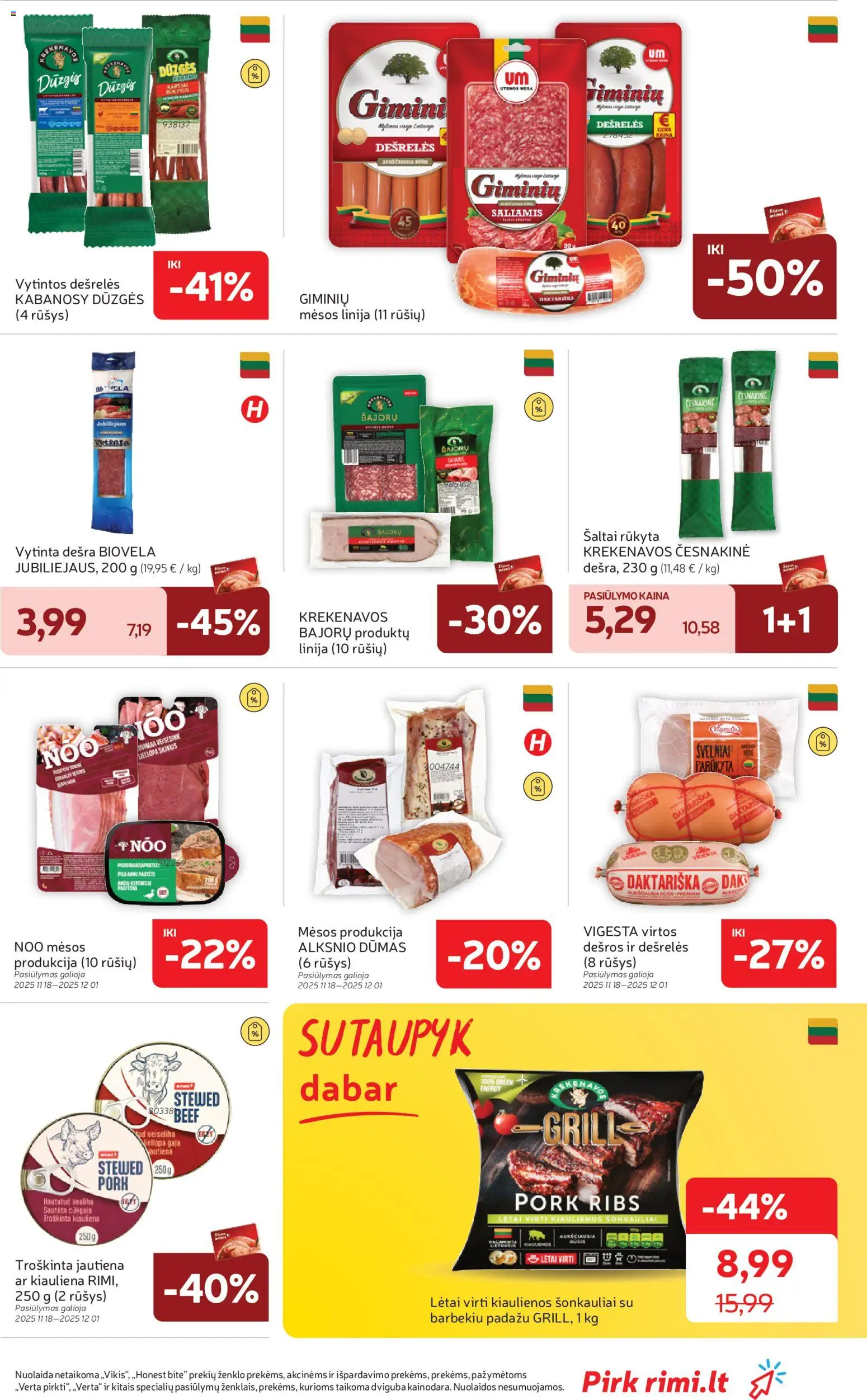 Rimi akcijos nuo 25.11.2025 | Puslapis: 19 | Prekių: Kiaulienos, Dešra, Kiauliena, Jautiena