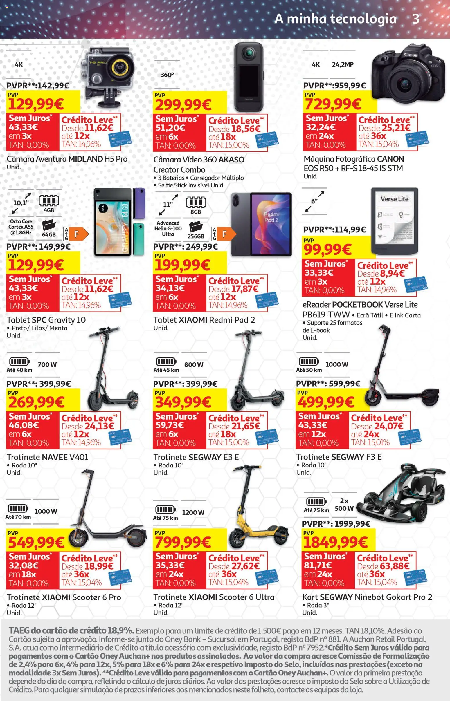 Auchan - Preços Redondos │ válido de 06.04.2026 | Página: 34 | Produtos: Vídeo, Trotinete, Máquina fotográfica, Tablet