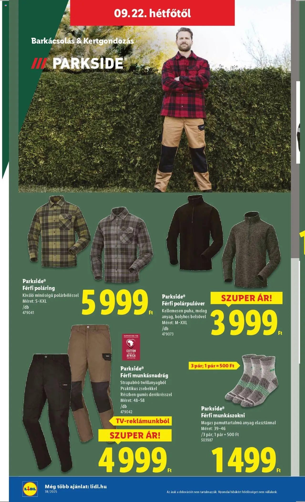 Lidl akciós ujság - amely érvényes a következő dátumtól: 18.09.2025 | Oldal: 16 | Termékek: Parkside, Munkásnadrág
