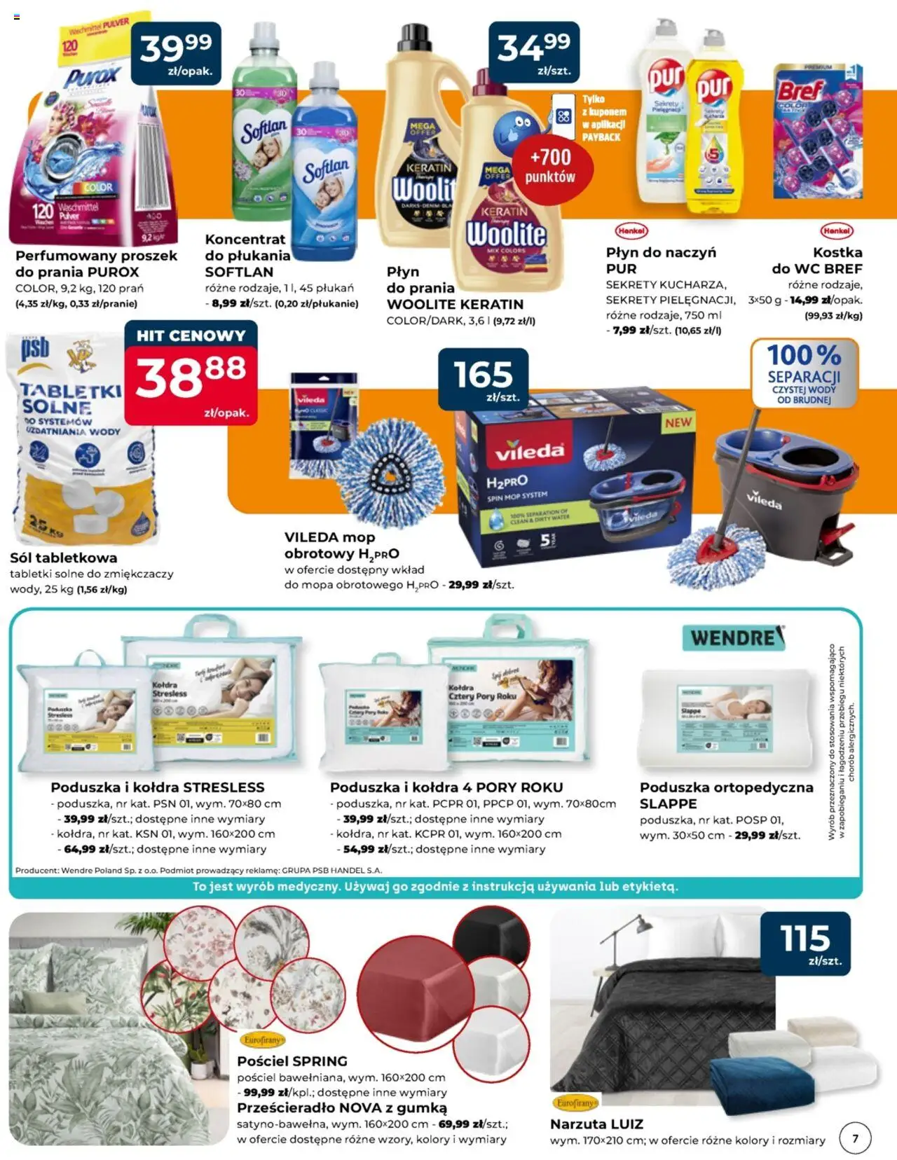 Mrówka Gazetka - Radomsko od 07.08.2025 | Strona: 7 | Produkty: Pościel, Poduszka, Poduszka ortopedyczna, Sól