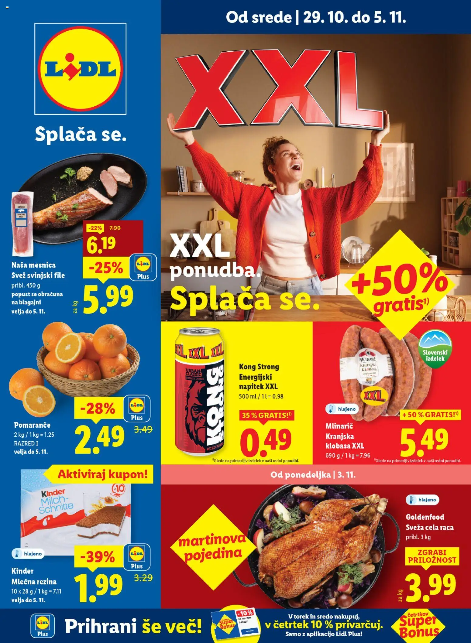 Novi Lidl katalog ponudbe – veljaven od 29.10.2025 | Stran: 1 | Izdelki: Mlečna rezina, Energijski napitek, Pomarance
