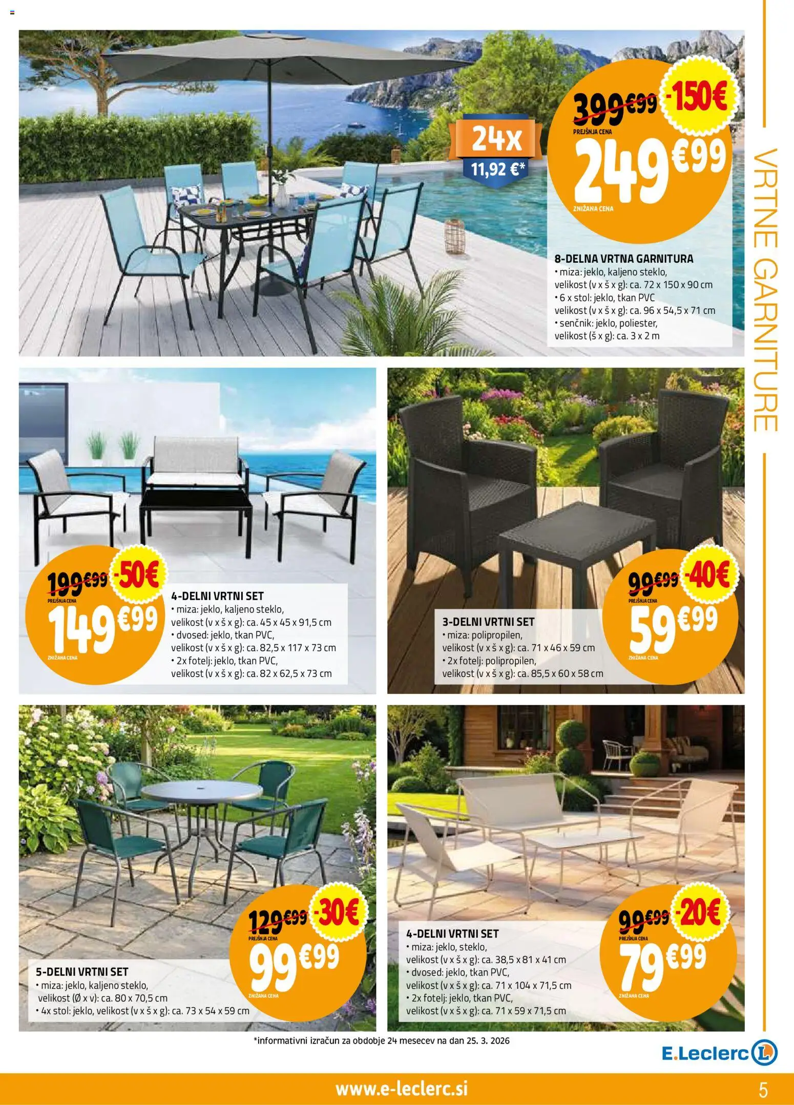 Novi E.leclerc katalog ponudbe – veljaven od 08.04.2026 | Stran: 5 | Izdelki: Senčnik, Dvosed, Fotelj, Stol