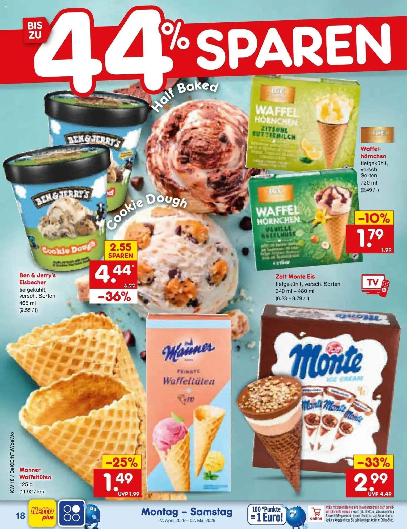 Netto Marken-Discount Prospekt Gemmingen	 – gültig ab 27.04.2026 | Seite: 22 | Produkte: Ben & Jerry's, Eis