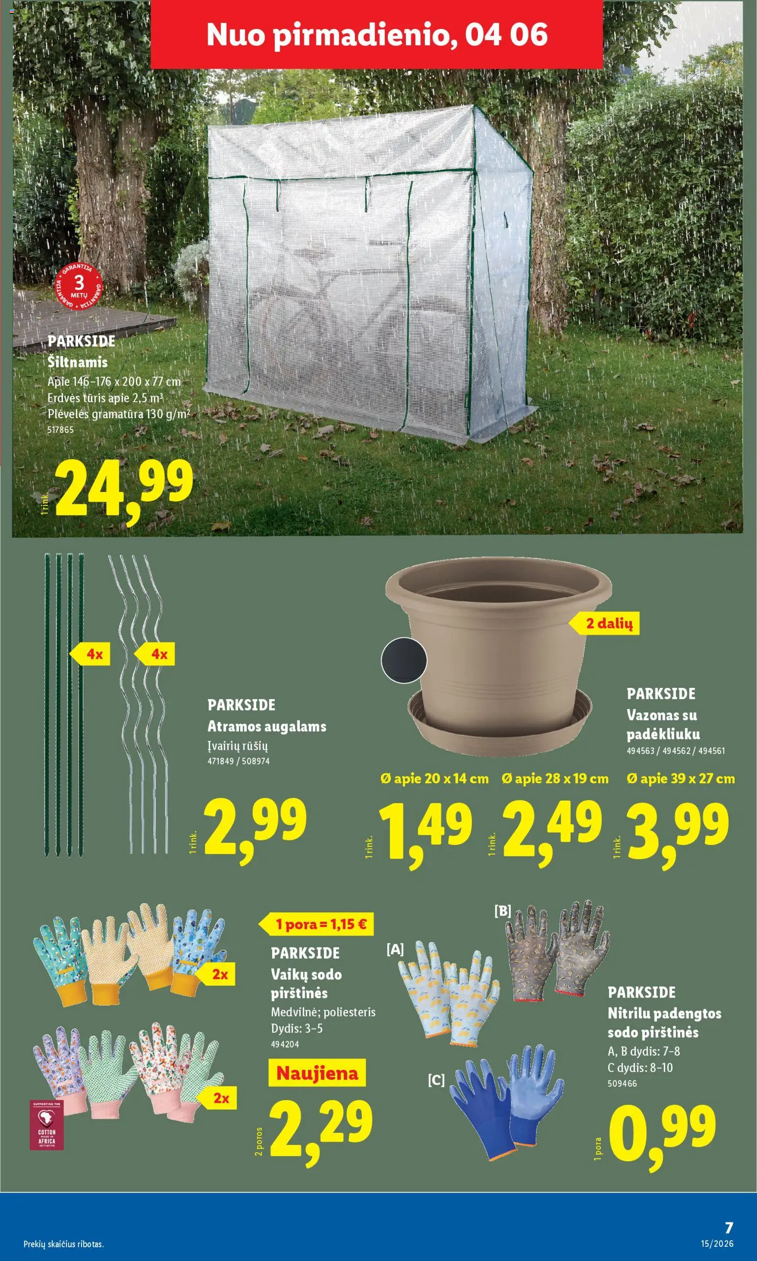 LIDL akcijos nuo 06.04.2026 | Puslapis: 7 | Prekių: Vazonas, Pirštines