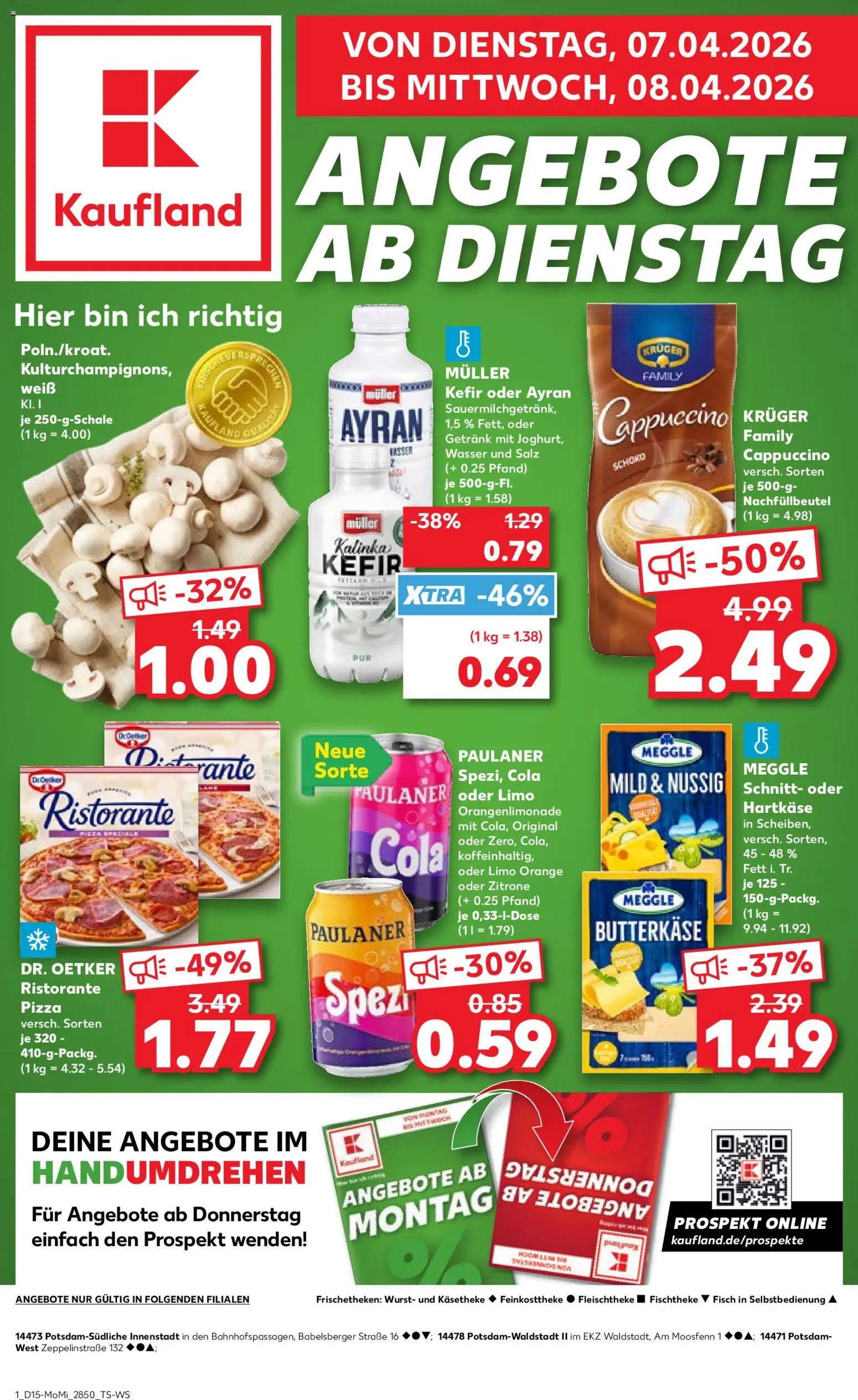 Kaufland Prospekt Potsdam	 – gültig ab 07.04.2026 | Seite: 1 | Produkte: Kefir, Zitrone, Pizza, Paulaner
