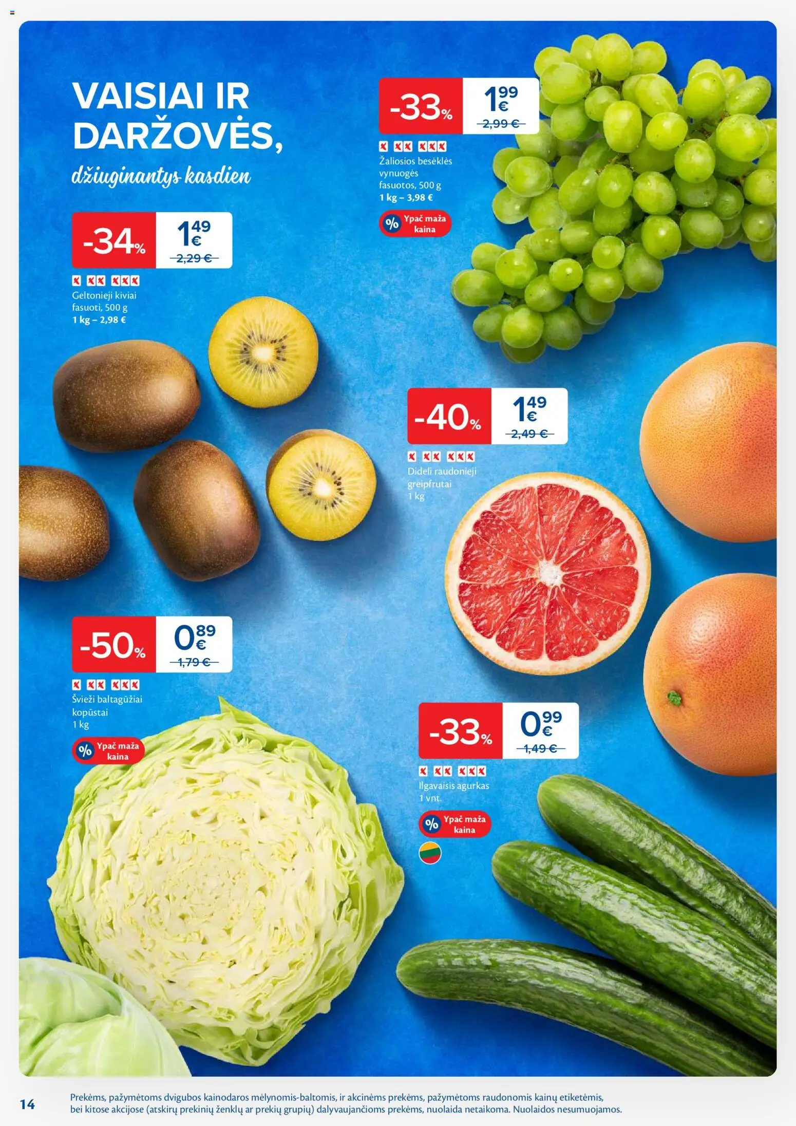 MAXIMA akcijos nuo 13.01.2026 | Puslapis: 14 | Prekių: Agurkas, Vynuogės, Kiviai