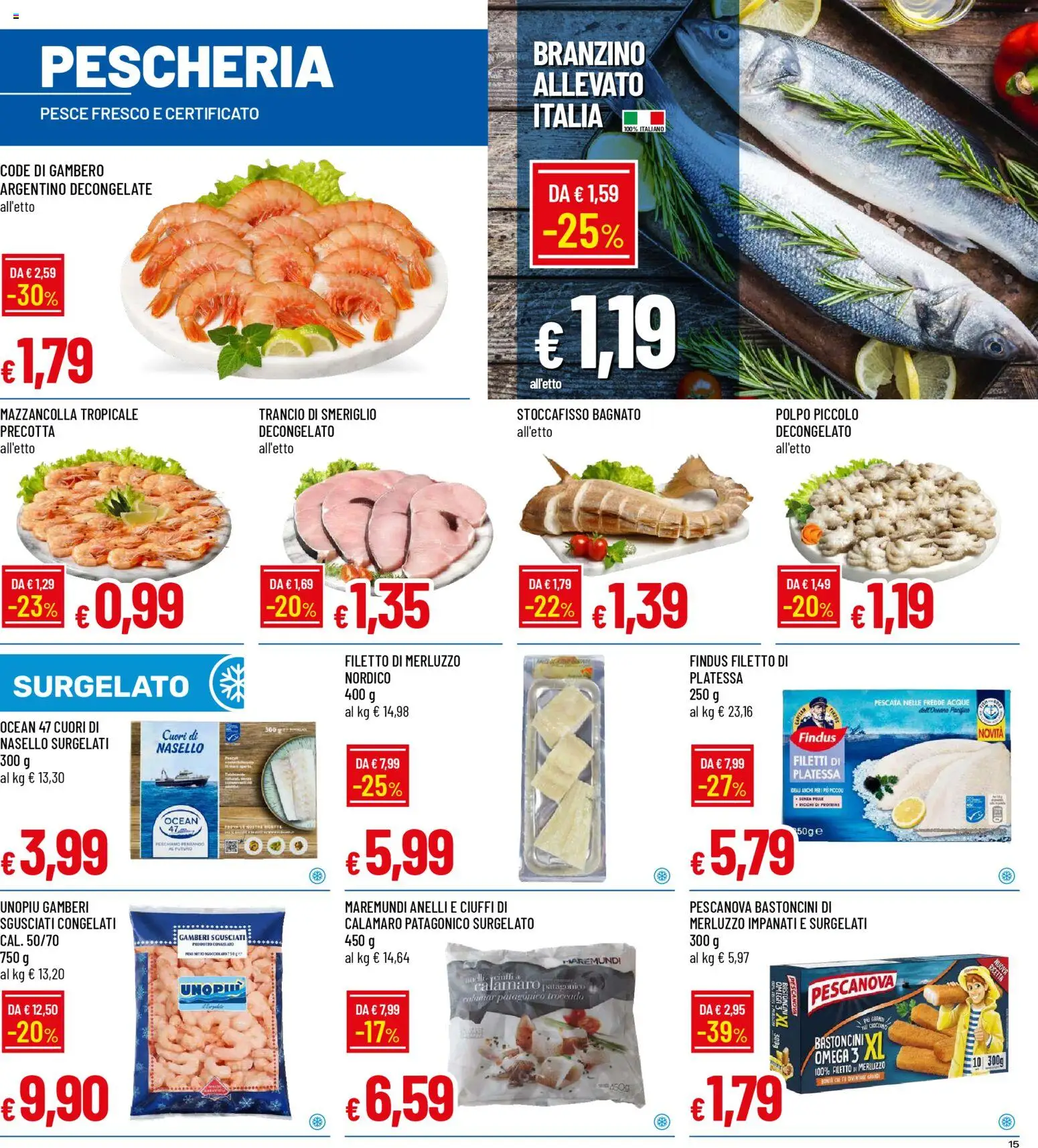 Volantino Galassia del 04.12.2025 | Pagina: 15 | Prodotti: Pesce, Merluzzo, Gamberi, Nasello