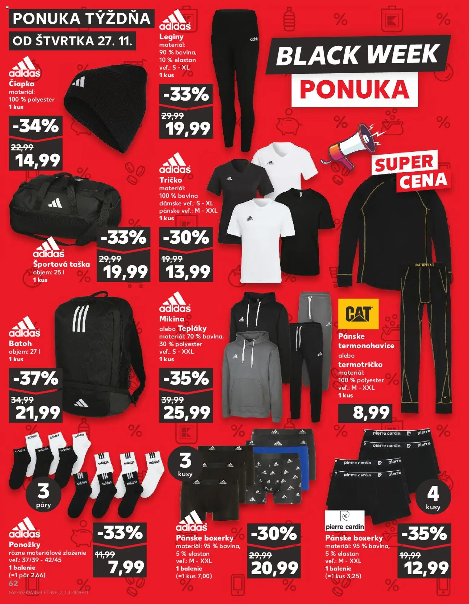 Nové Kaufland akcie – leták je platný od 27.11.2025 | Strana: 62 | Produkty: Boxerky, Adidas, Batoh, Čiapka