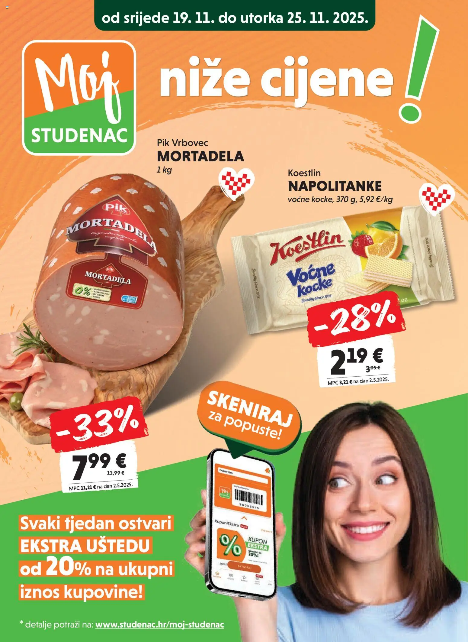 Studenac katalog | vrijedi od 19.11.2025 | Stranica: 1 | Proizvodi: Mortadela, Napolitanke, Pik Vrbovec