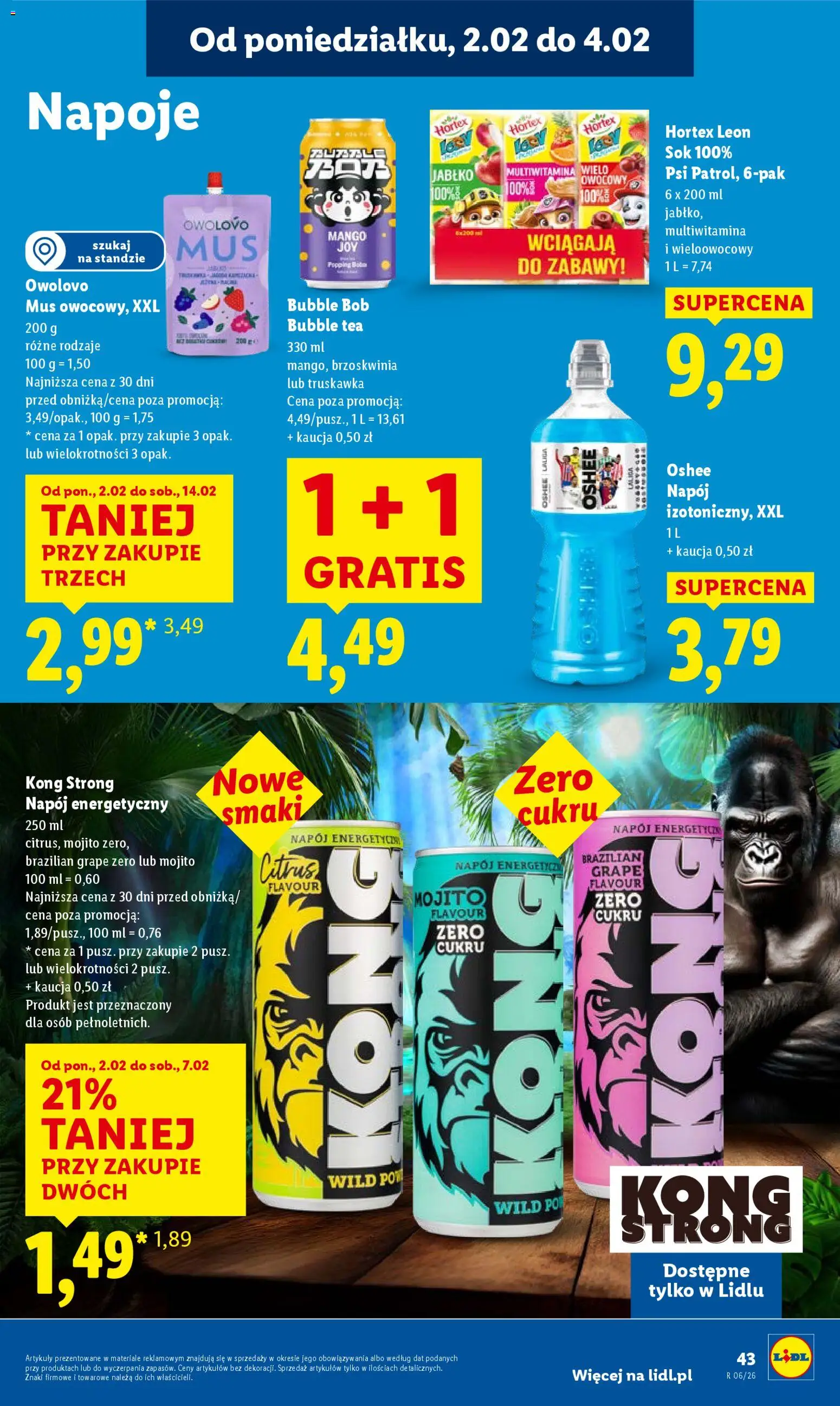 Lidl Gazetka od 02.02.2026 | Strona: 43 | Produkty: Mango, Brzoskwinia, Bób, Sok