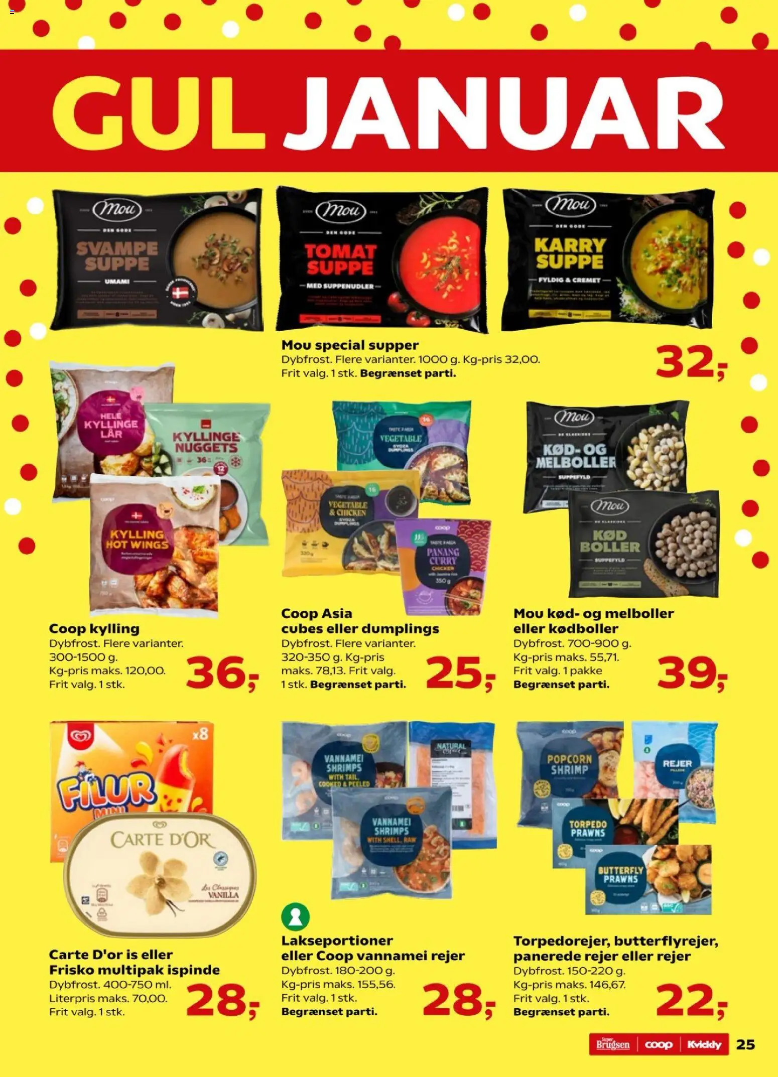 Super Brugsen tilbudsavis – gyldig fra 16.01.2026 | Side: 25 | Produkter: Nuggets, Popcorn, Is, Suppe